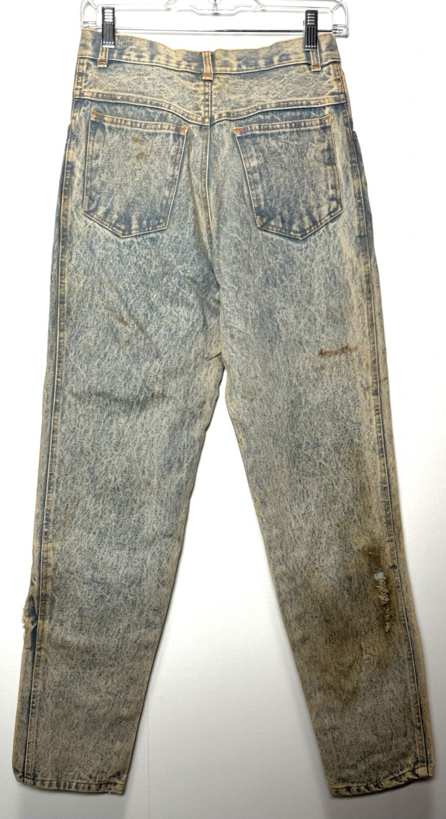 Vtg 80s Acid Wash Grunge Patchwork Jeans Punk Distressed High Waist 27×30