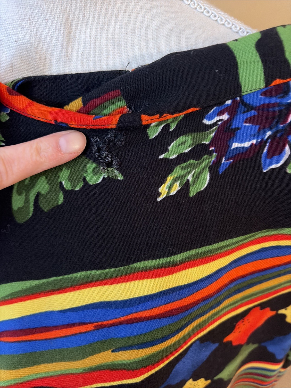 Vintage 80s 90s Ashley Stewart Size 18 Colorful Folk Art Sarong Wrap Dress