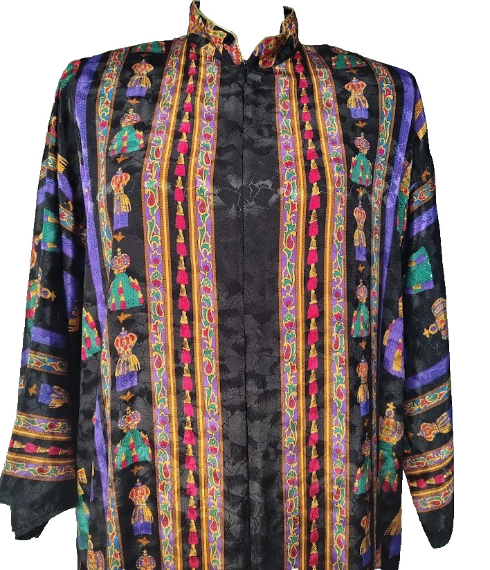 Rare Vintage 80s Ruth Norman CAFTAN MAXI DRESS Geometric Crown USA MADE L