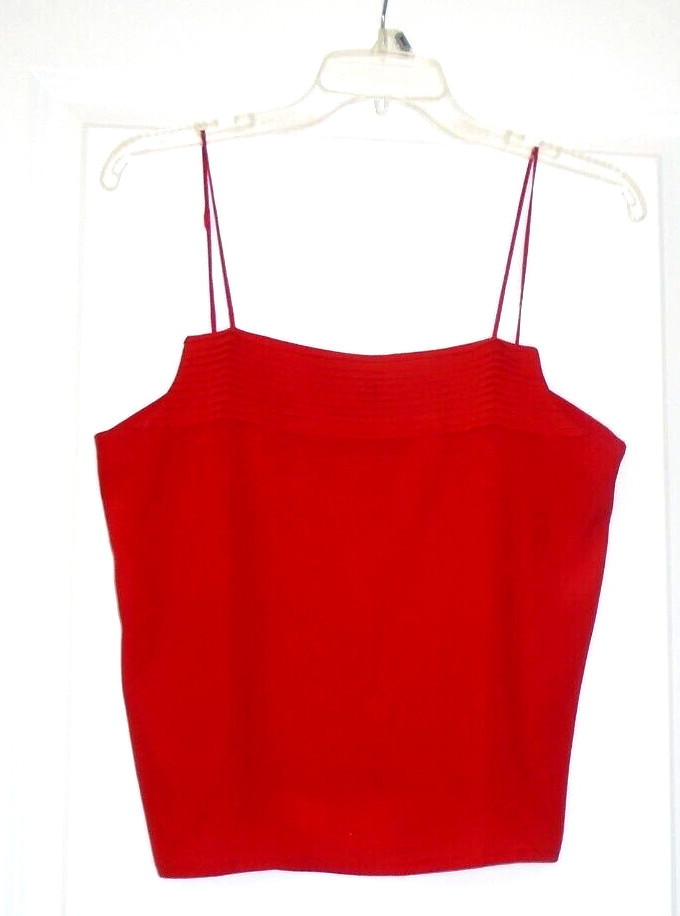Vtg Bethany Bright Red Polyester Tank Top Size 7/8 Made in USA!