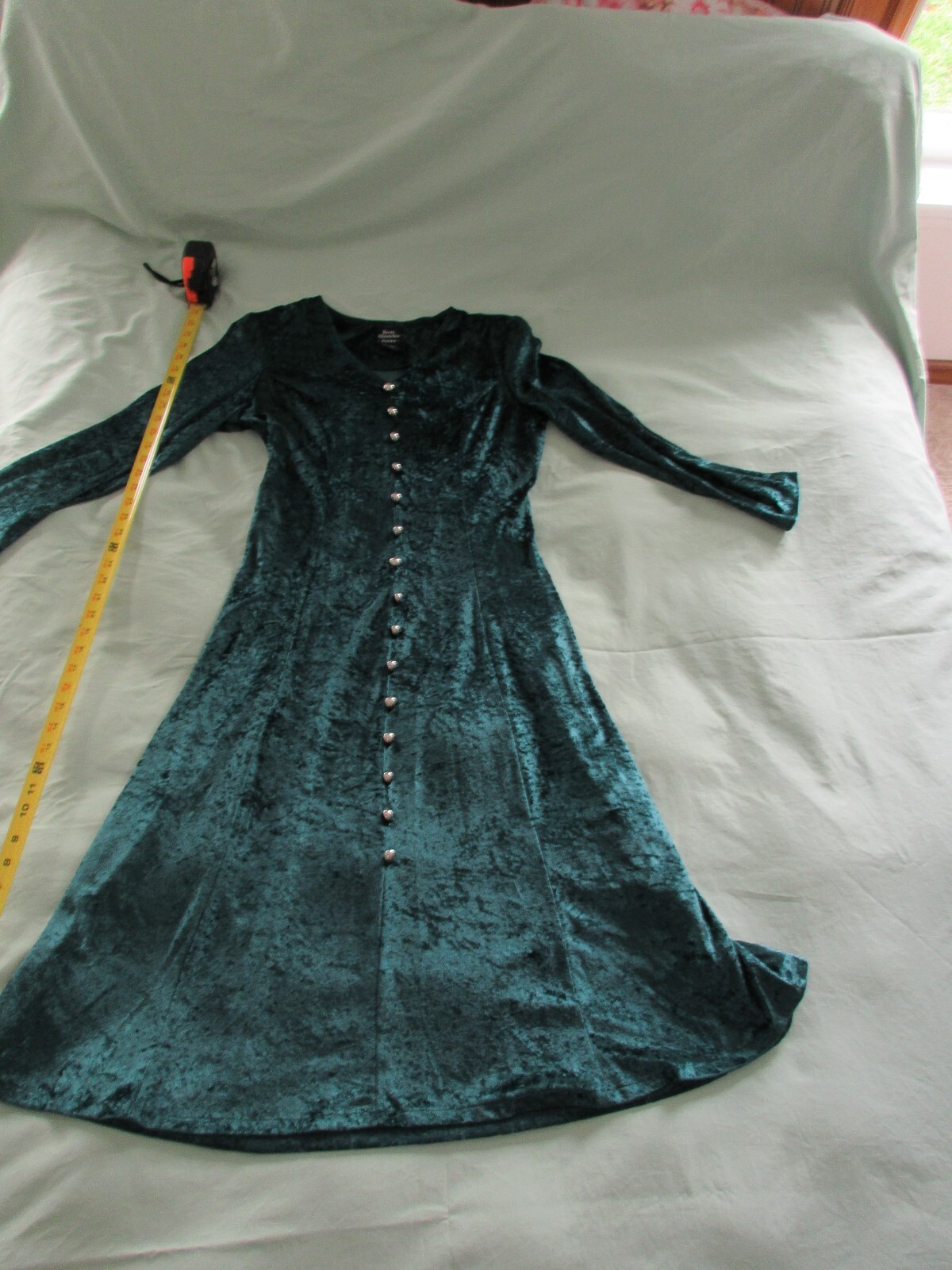 Vintage 90s Y2K Corset Velvet Dress Green Brett Alixander Size 10P Christmas