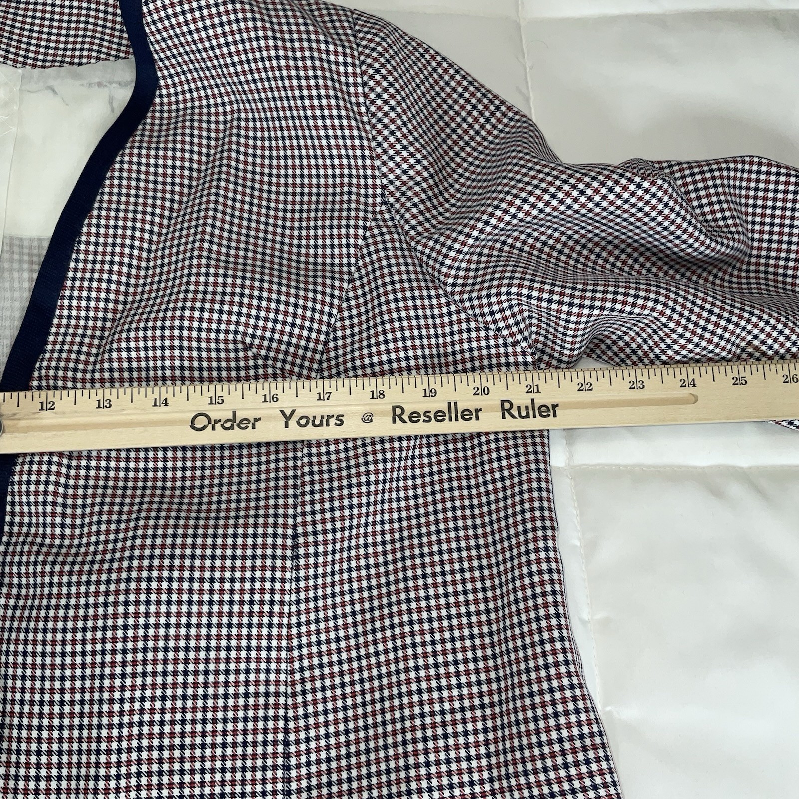 Vintage 60s 70s Handmade Womens 3 Pc Skirt Suit Red White Blue Plaid Gingham Mod