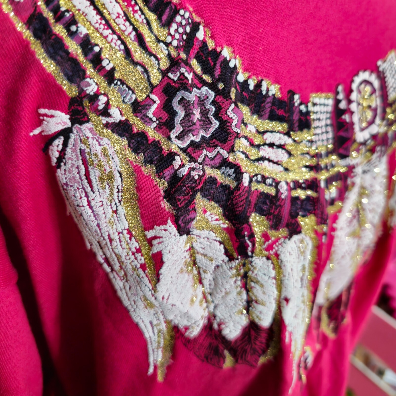 Women’s Vintage 90’s Native American Sedona, AZ Red & Gold Glitter Tshirt XL