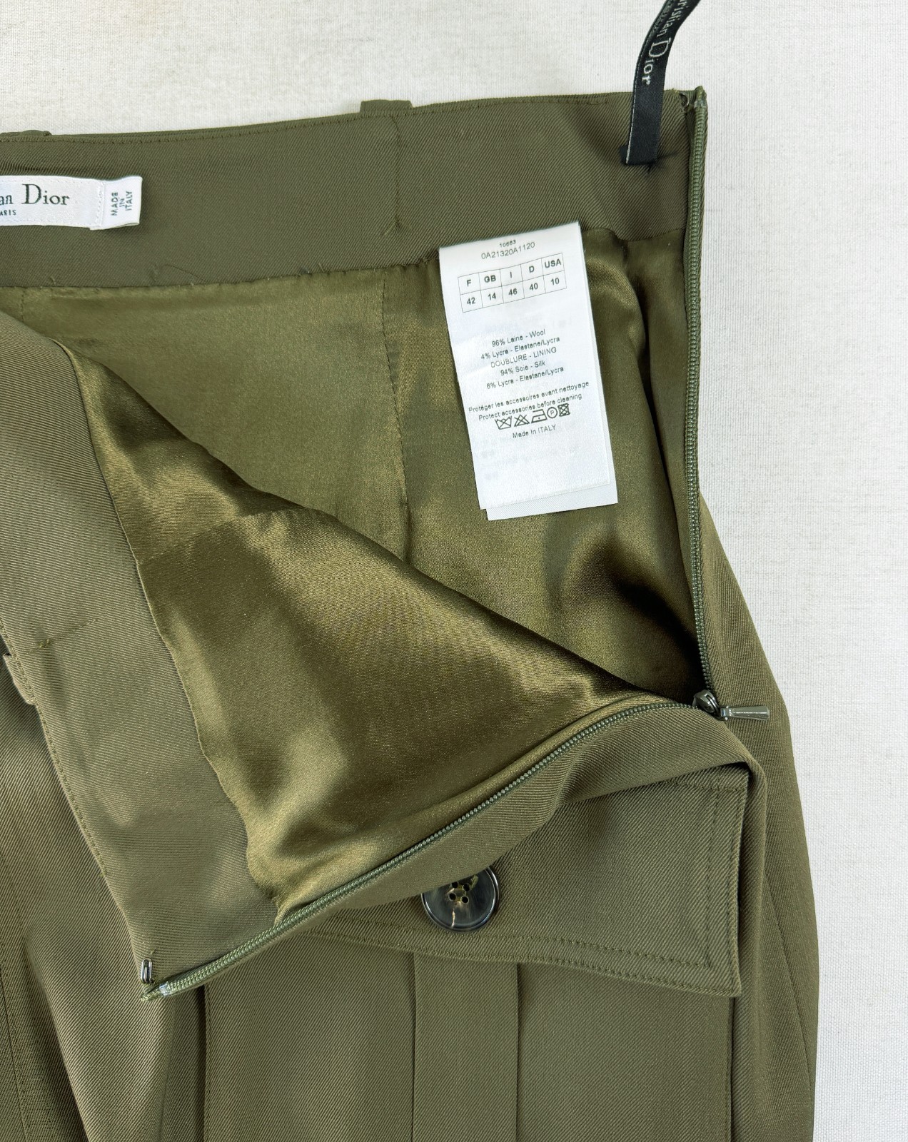 NWOT CHRISTIAN DIOR John Galliano 2006 Skirt 10 Olive Green Khaki FR 42 RARE