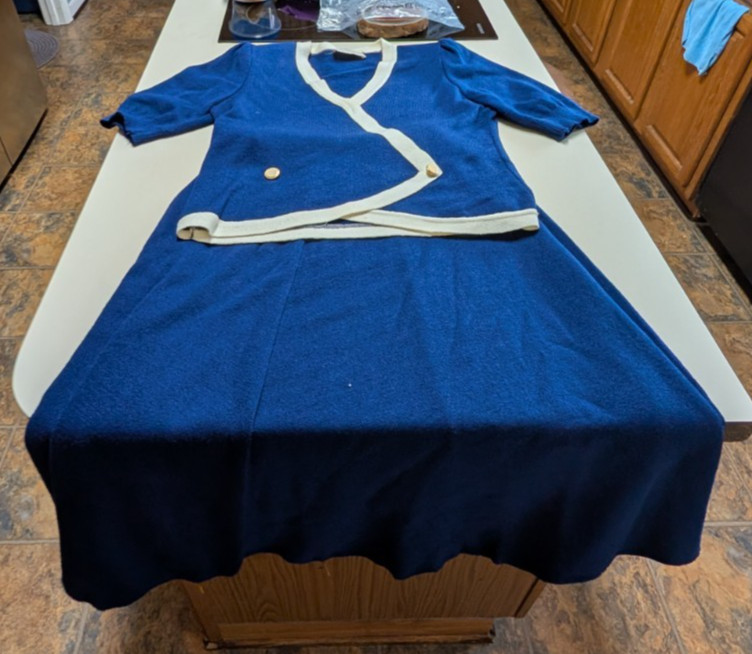 Vivanti Vintage 80s Sweater Skirt Set Blue Royal Size 8
