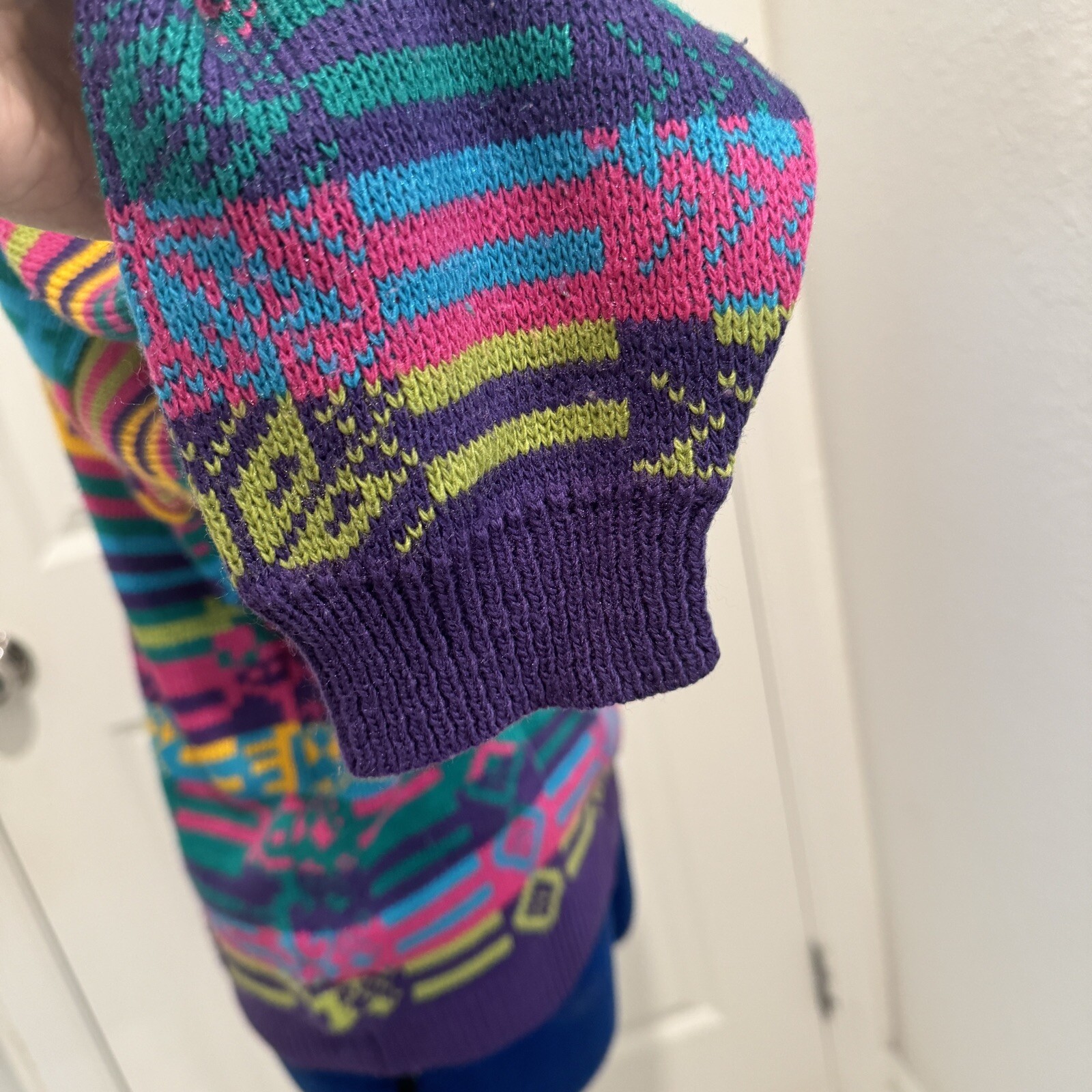 Women’s Vtg Retro Pull Over Sweater Size Medium 80s 90s Colorful Retro Rainbow