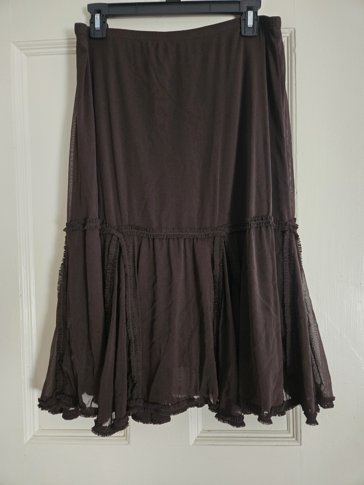 Max Studio Women Fairy Grunge Mesh Fringe Poly Midi Skirt Size M Vintage Y2K USA