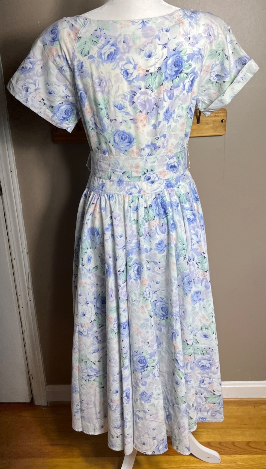 Vtg Outback Red Dress Blue Floral Cottagecore Romantic 80s Wedding Guest Wom 10