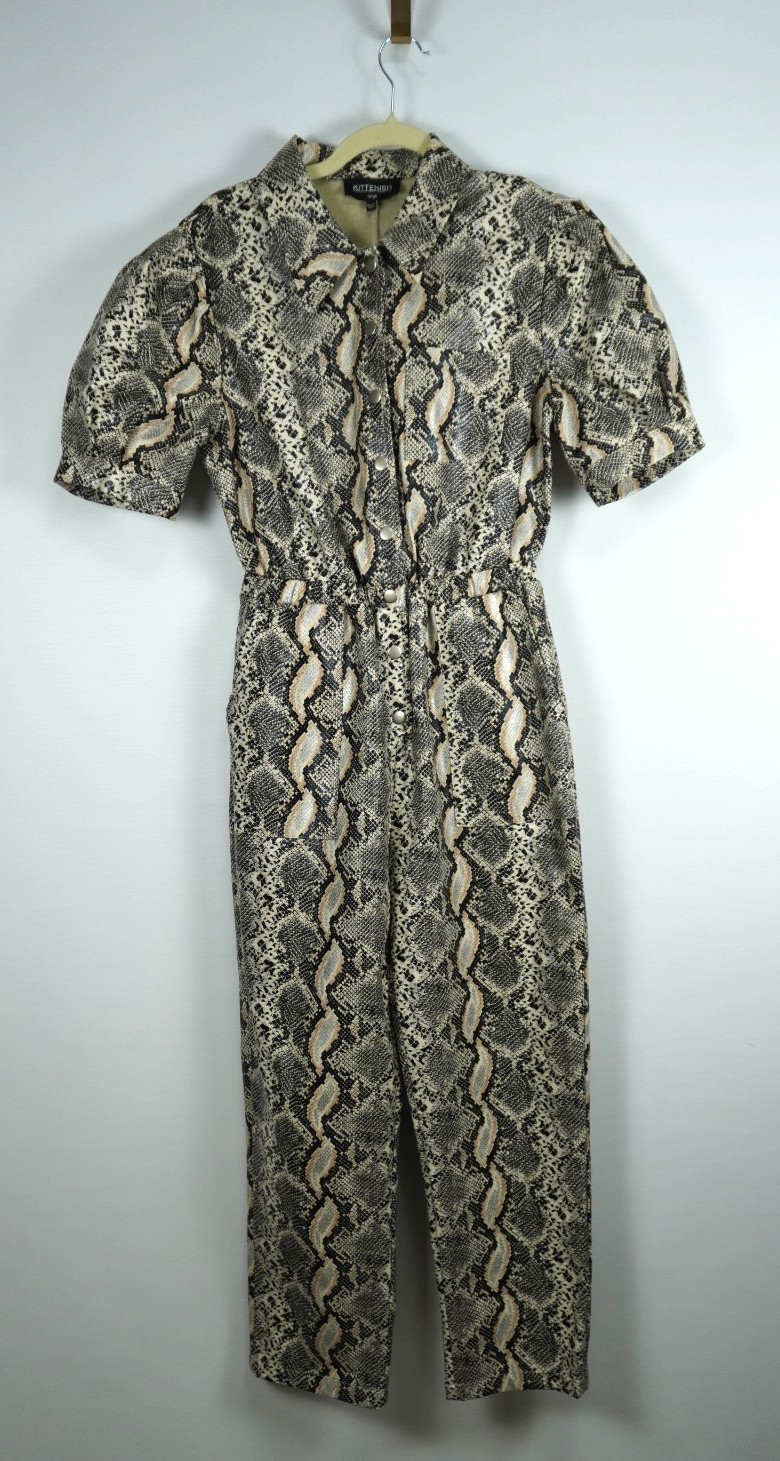 Retro 70s Style Jumpsuit Large Boho Chic Short Sleeve Disco