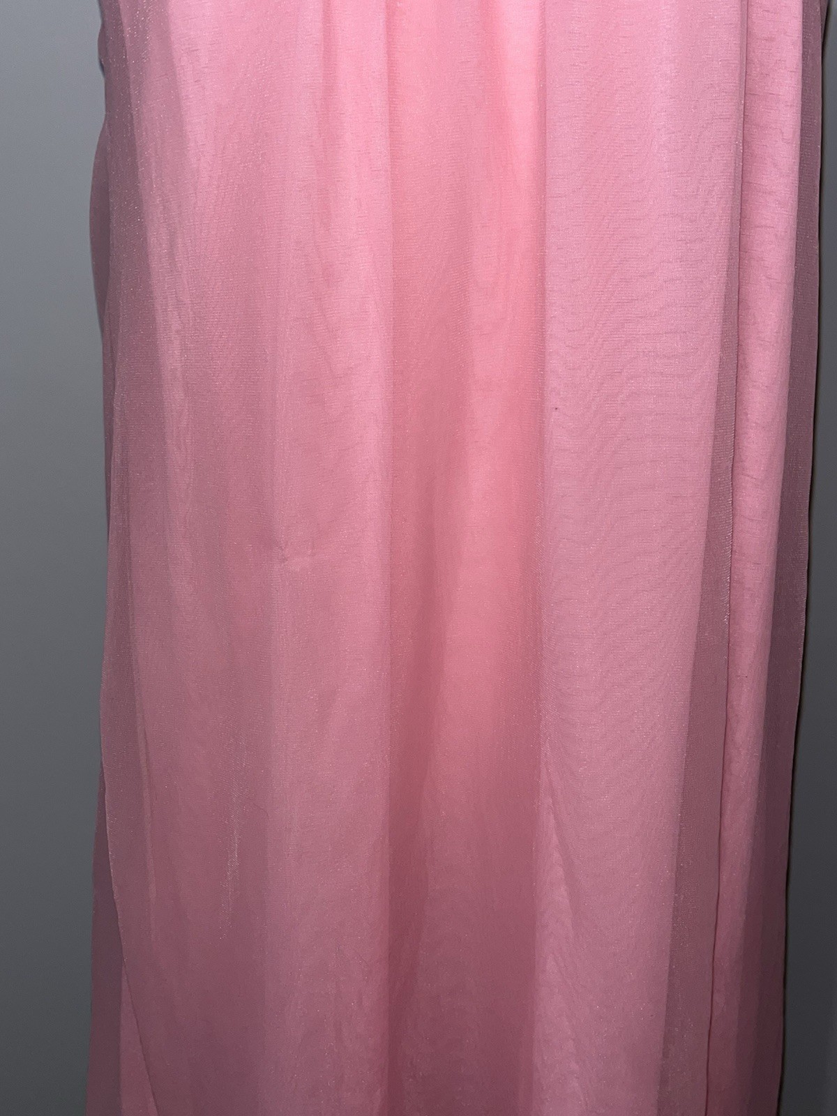 Vintage Avian Peignoir Pink Chiffon Lace V Neckline Negligee Nightgown Babydoll