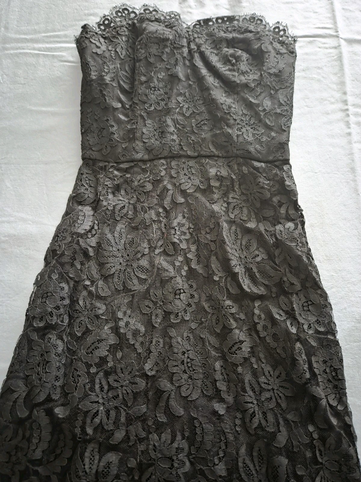 Vintage Edward Abbott Wilson Folmar Black Lace Strapless Dress, Elegant Cocktail