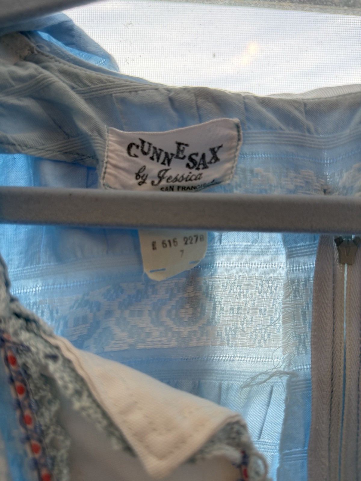 Rare White Label Gunne Sax Blue and White Hood with Blue and Pink Trim, 7