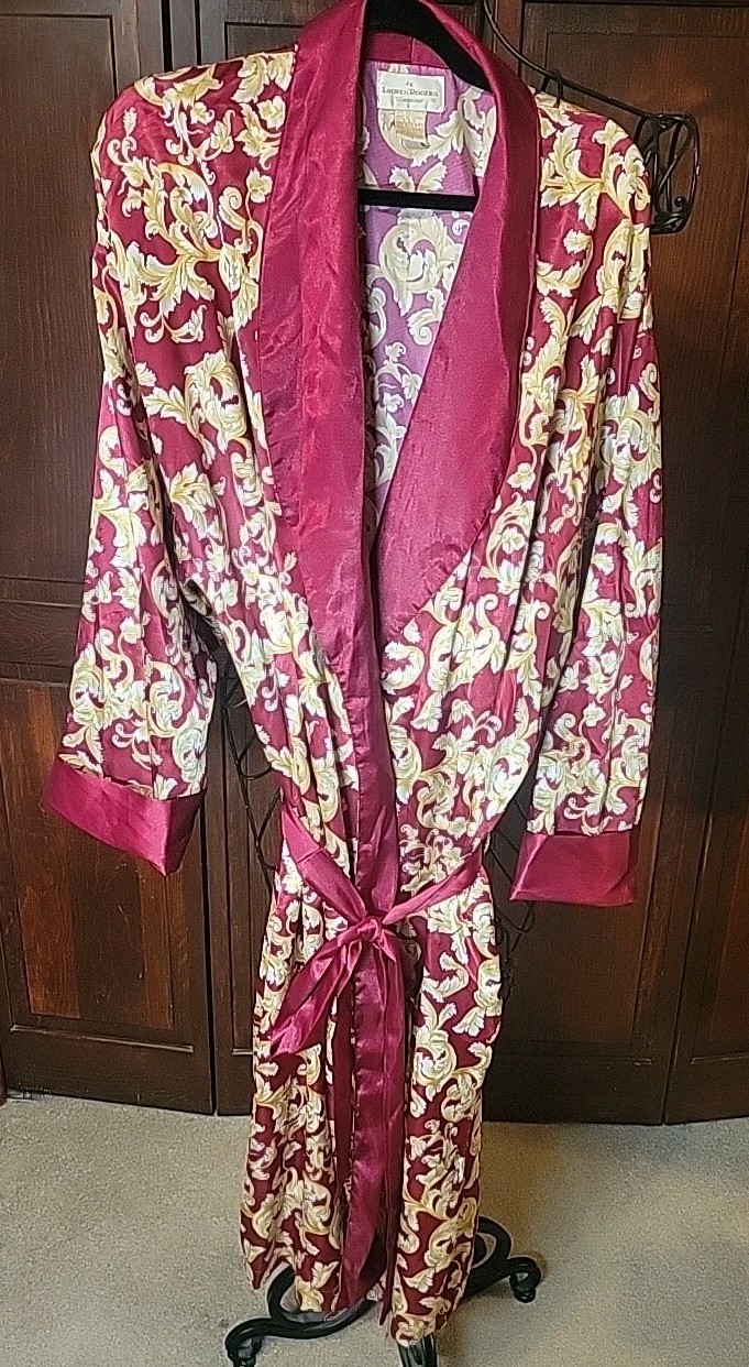 Vtg Lauren Rogers Silky & Satiny Nightgown & Robe Linegerie Pajama Set 1X EUC
