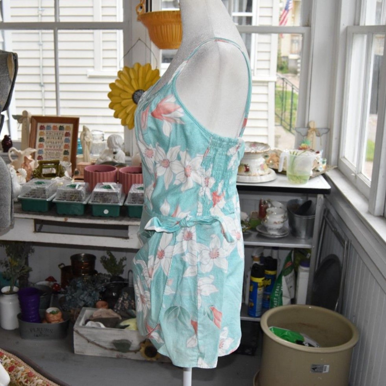 Vintage Hawaiian Playsuit Sun Fashions Floral Wrap Romper M Hawaii