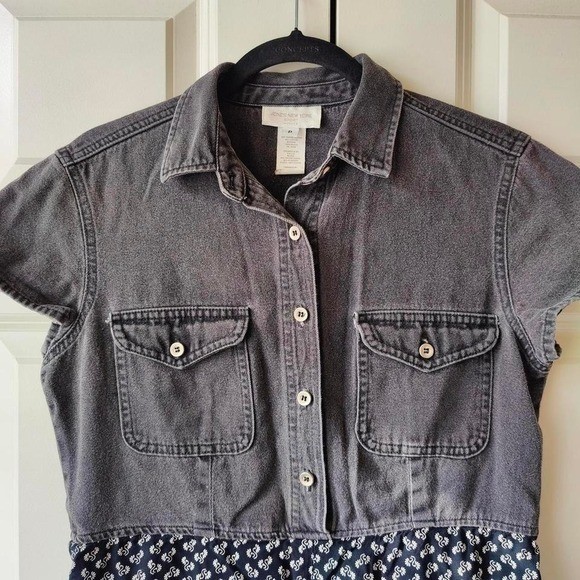 VTG 90s Denim Floral Jumpsuit Tencel Blend USA Twee Nostalgic Jones New York Pet
