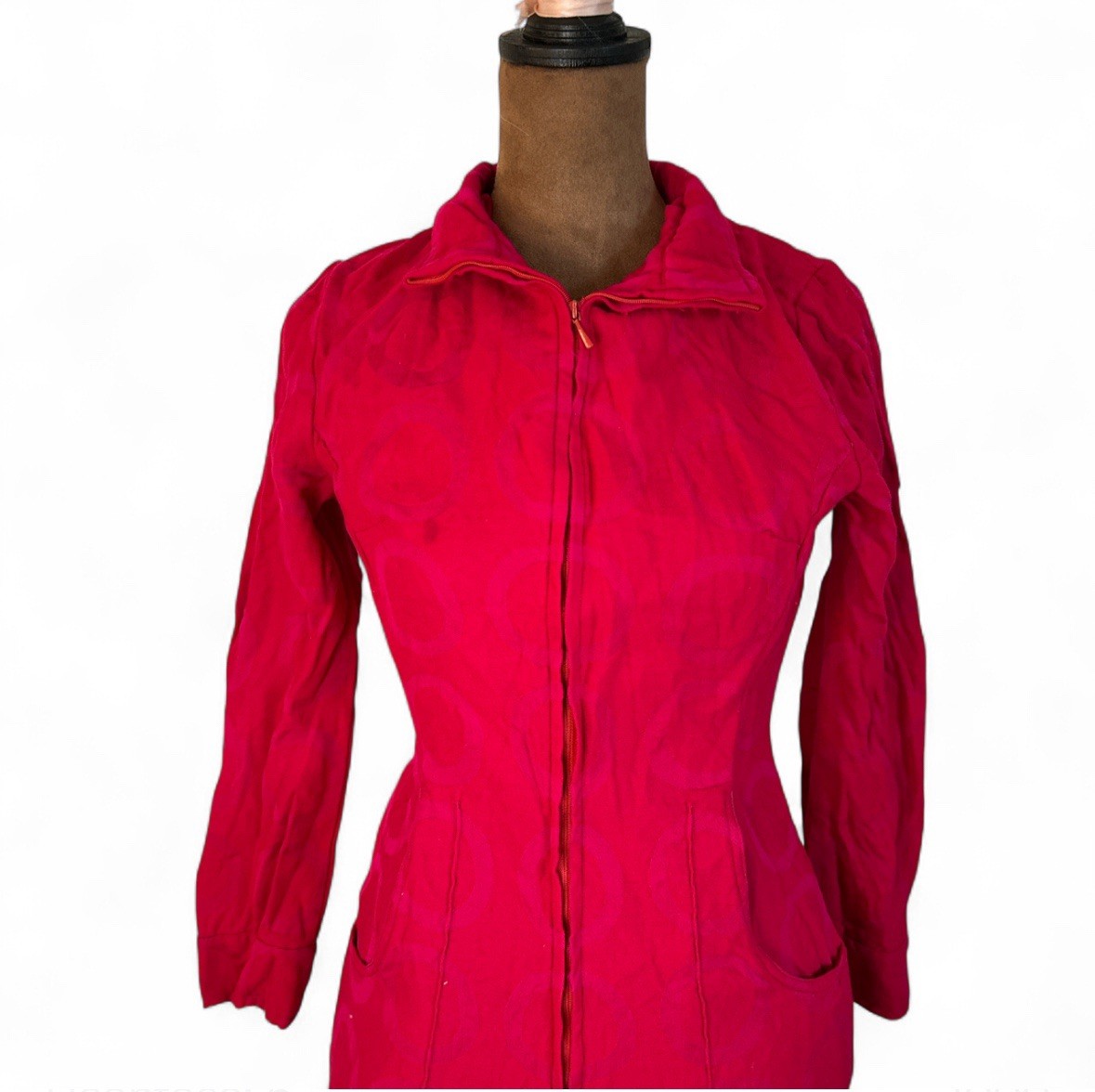 Vuokko Women’s Vintage Jumpsuit Size 36 S/Xs Circle Red Pink Dot Long Sleeve