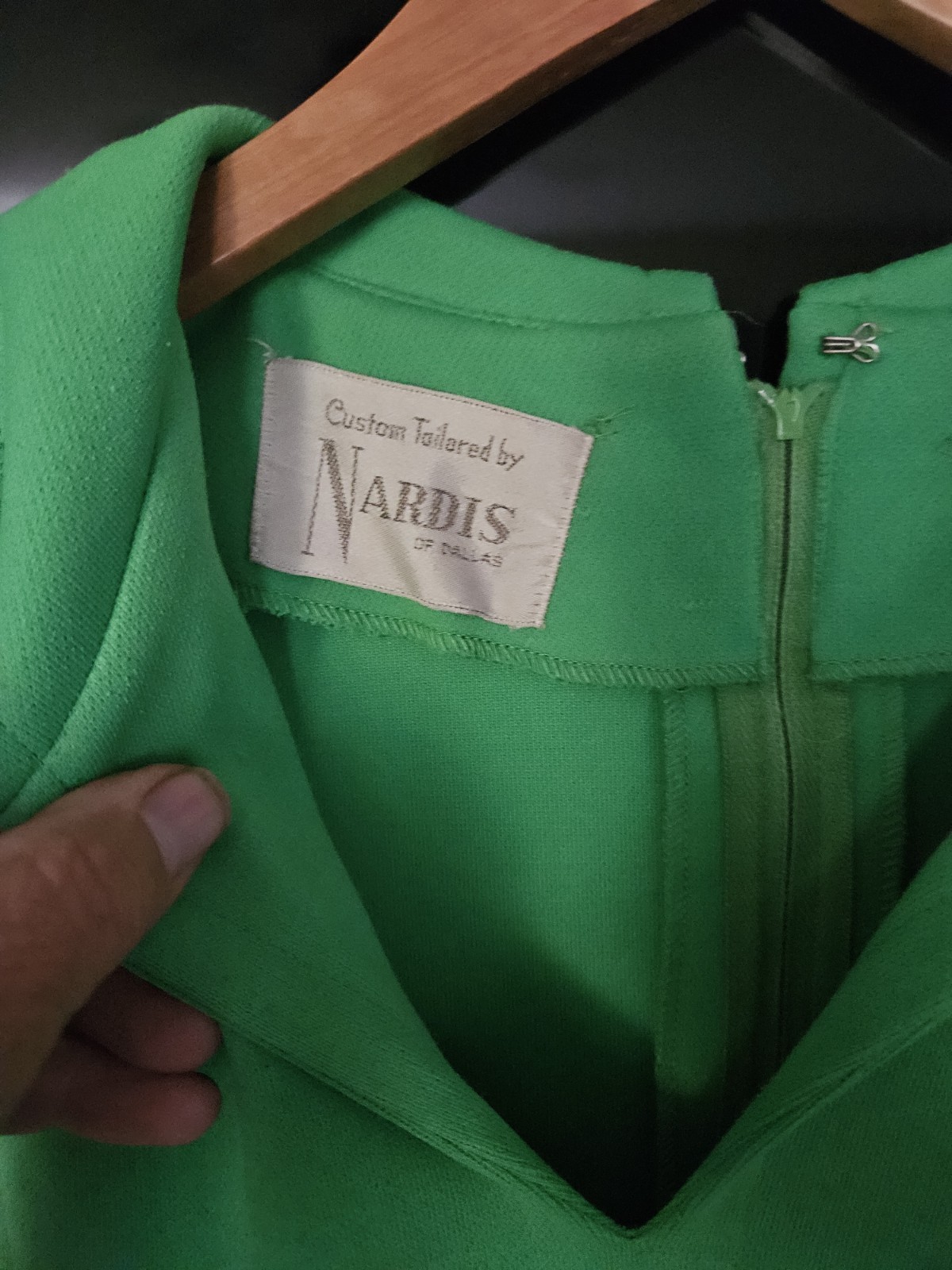 Vintage Nardis of Dallas Green Dress 3/4 Sleeve Dress 42″ SIZE Med Large