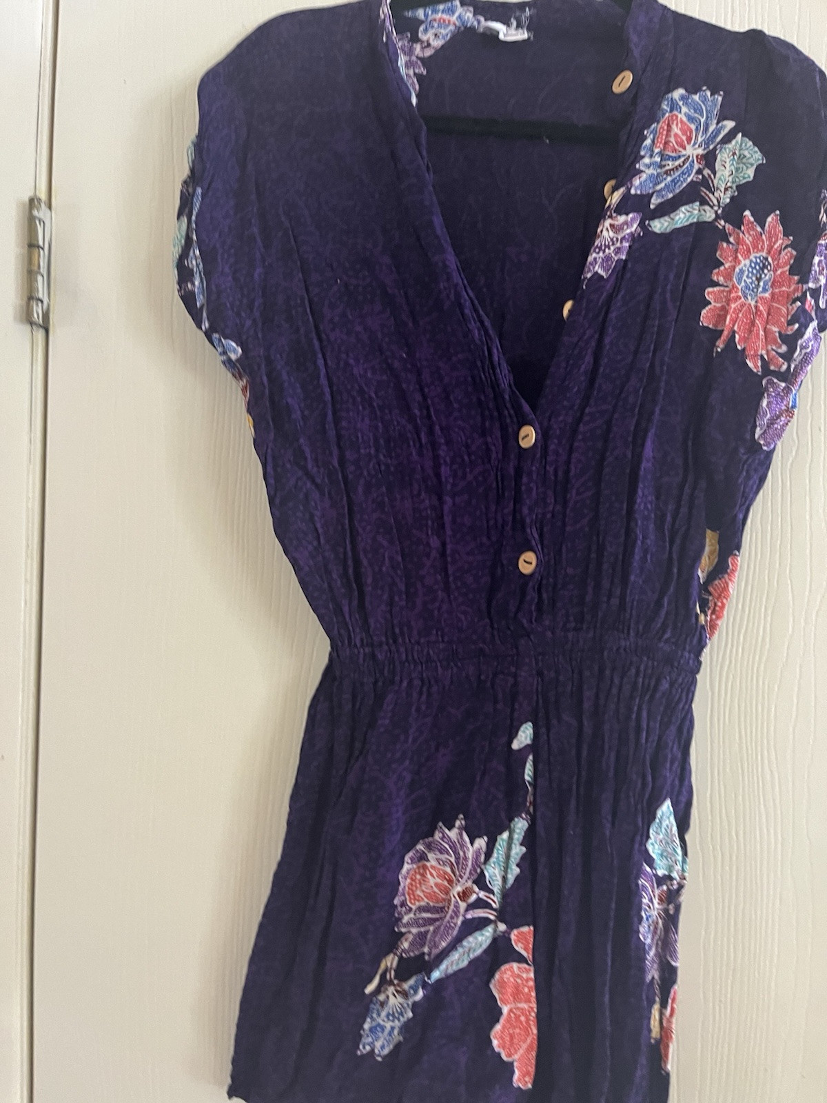 VTG Rayon Batik Boho Festival Coconut Grove Beach Shorts Jumper Romper Xs
