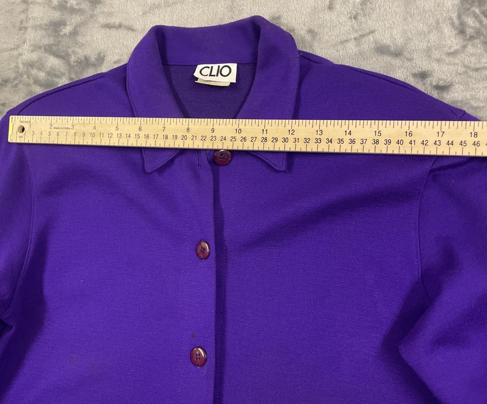 Vintage CLIO Purple Knit 2 Pc Suit Set Jacket Pants Women Small Made USA EUC