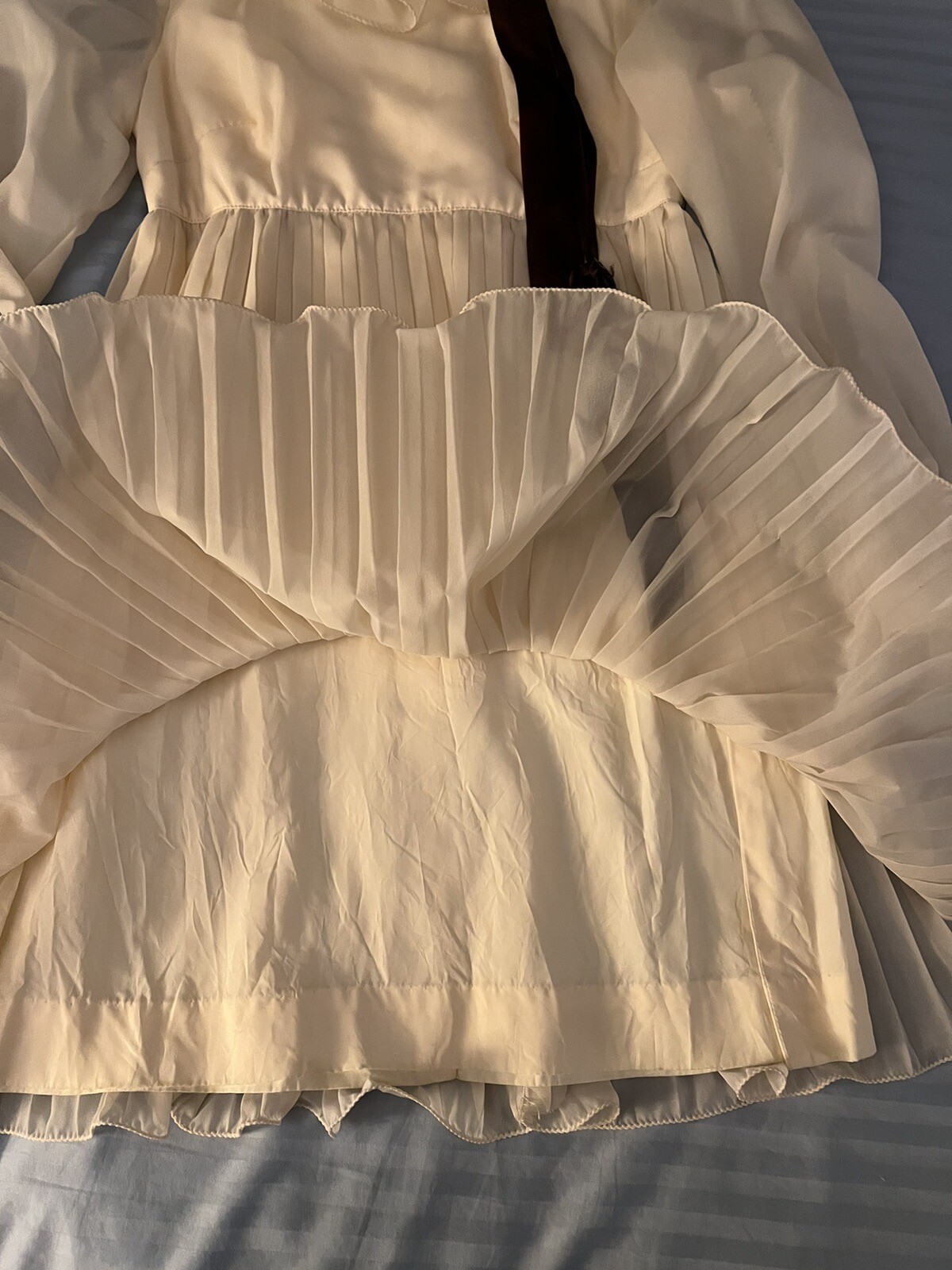 Vintage 60s Petites By Suzy New York Cream Chiffon Baby Doll Dress Size Small
