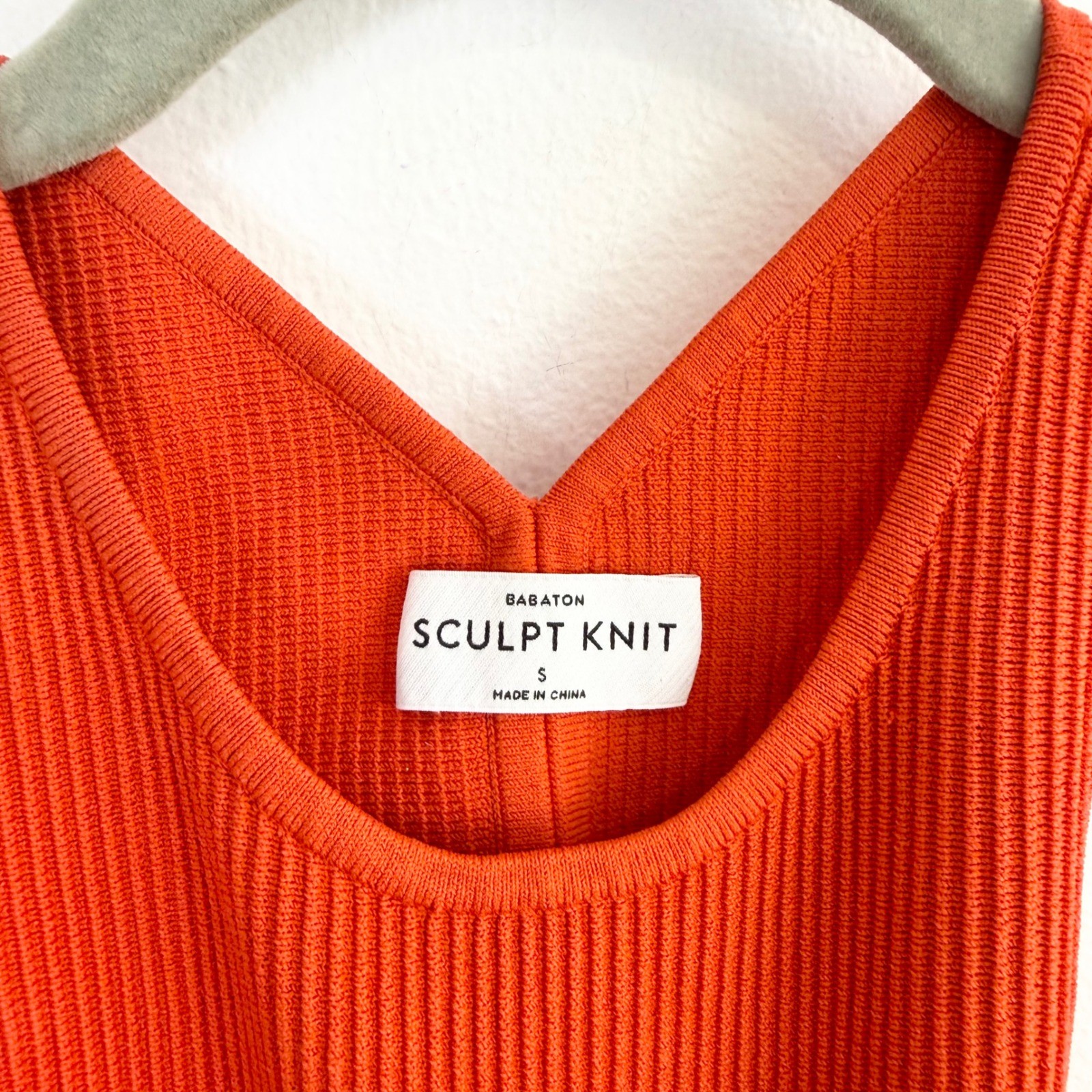 Aritzia Babaton Sculpt Knit Event Top Hot Cheeky Orange Open Back Size S