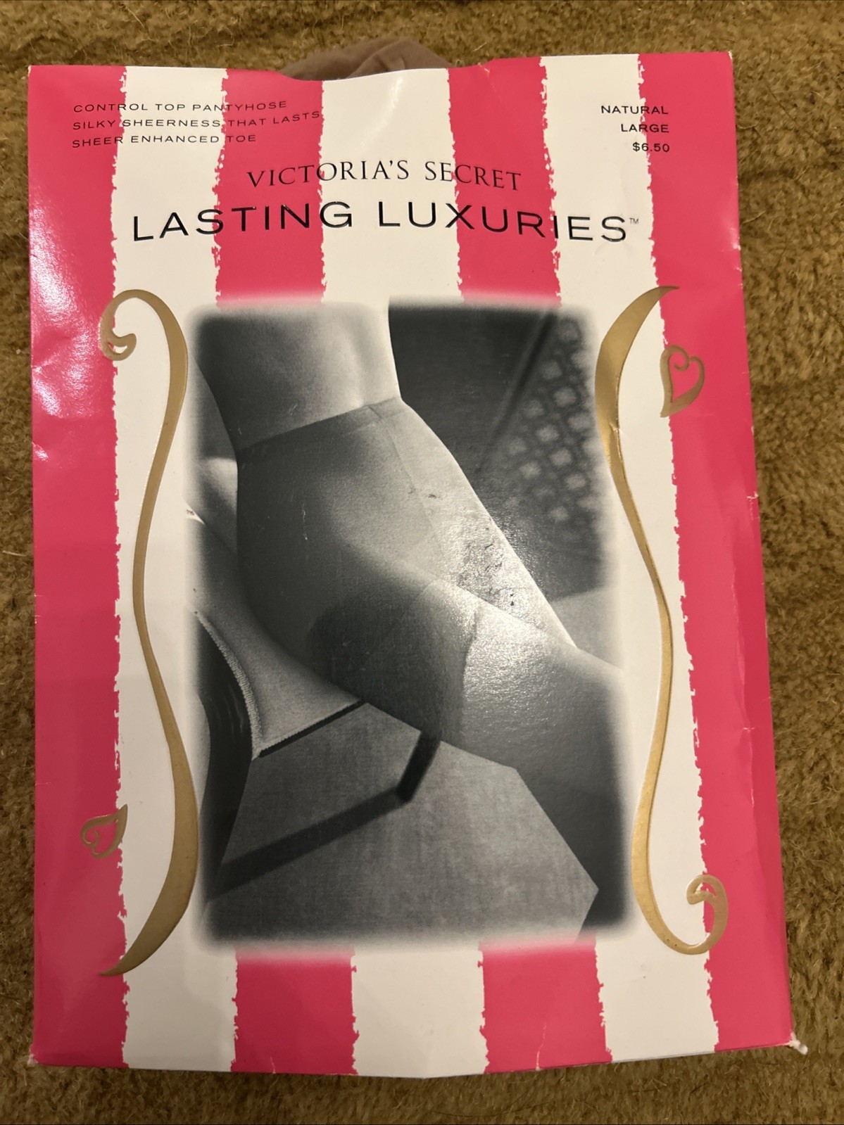 Victoria’s Secret Vintage Lasting Luxuries Size L Control Top Pantyhose Natural