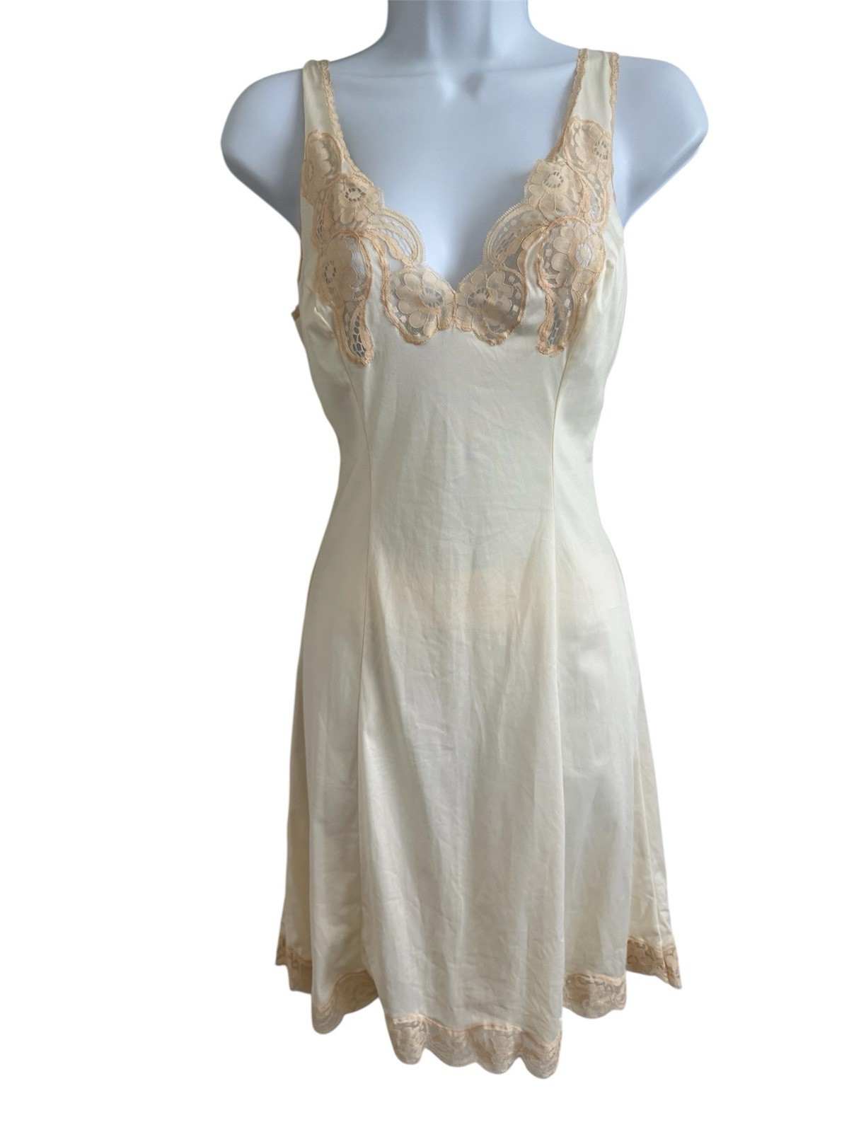 Vintage Valisere Ivory Slip Dress Womens 8 Boudoir Pinup Coquette Girl Bridal