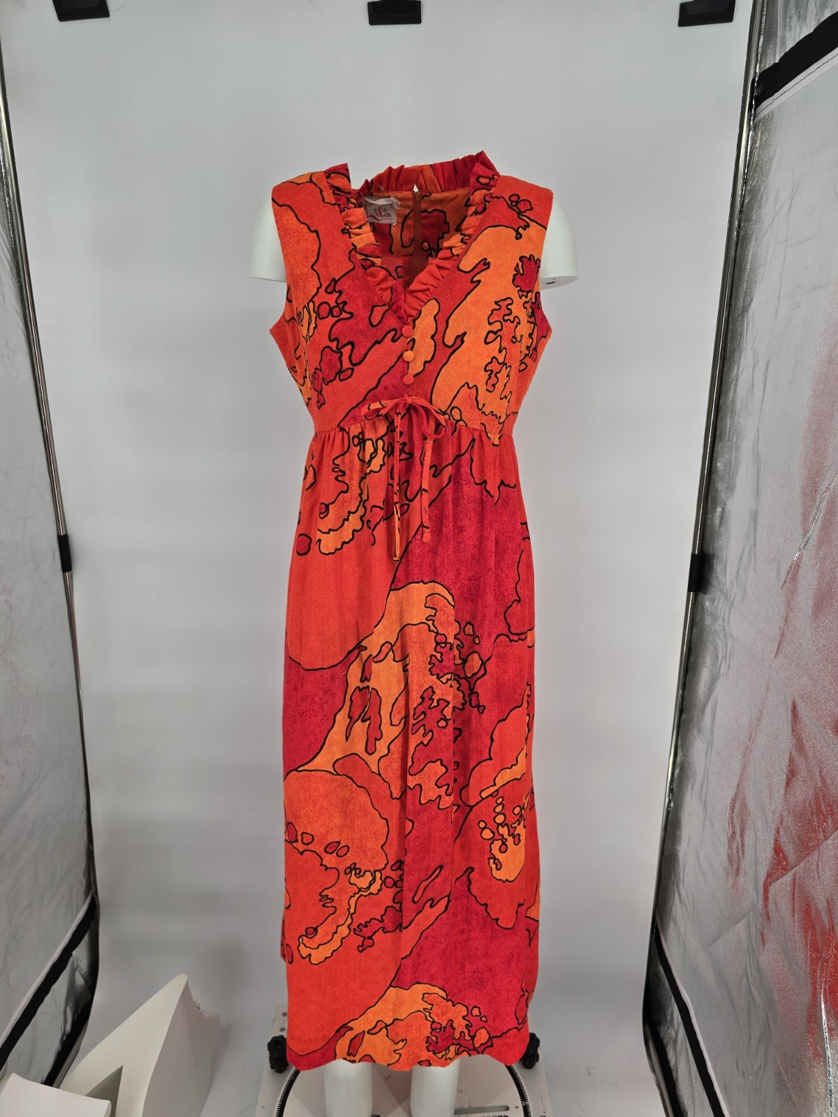 True Vintage 60s 70s Liberty House Lila Honolulu Dress Orange Red Mod Pop Art