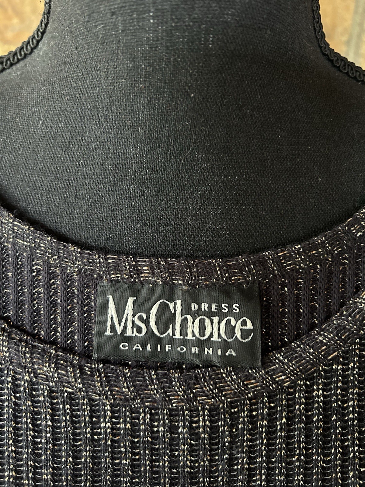 Ms. Choice California Vintage Metallic Gold/Navy Knit Dress S/M