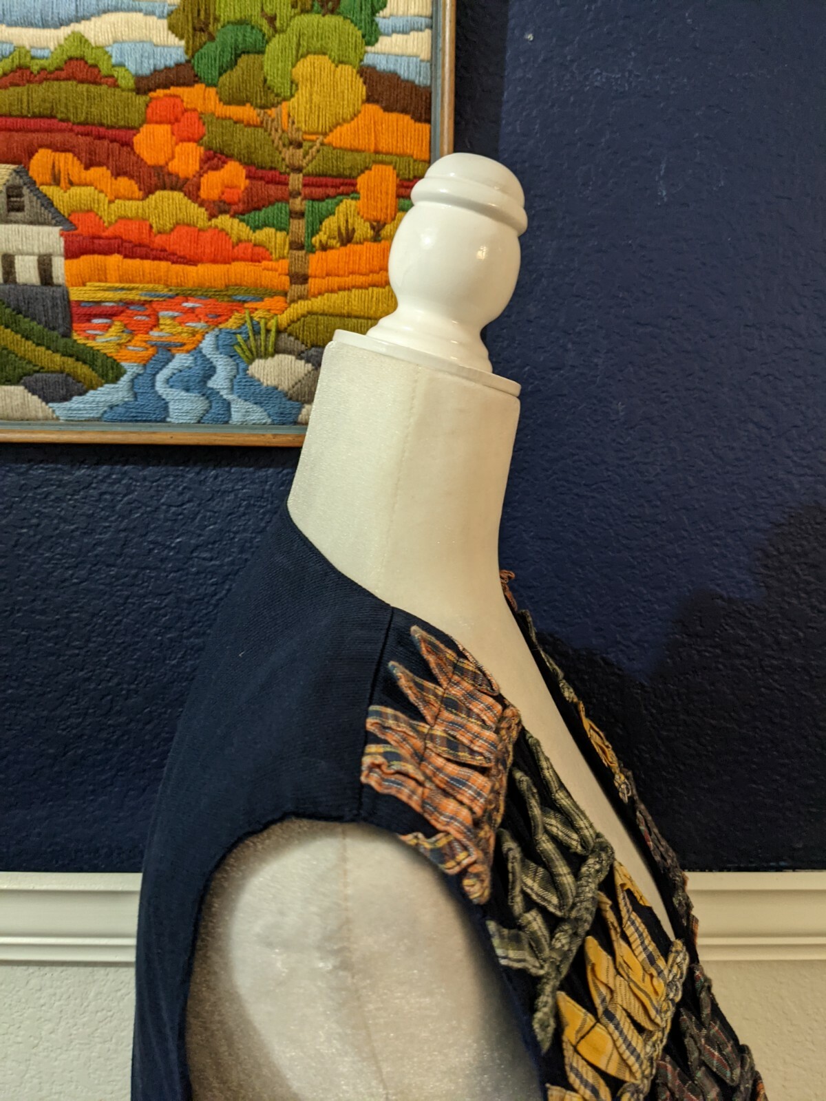 VTG Paul Harris Design Quilted Ribbon Trim Embellishment Tapestry Vest Sz Large