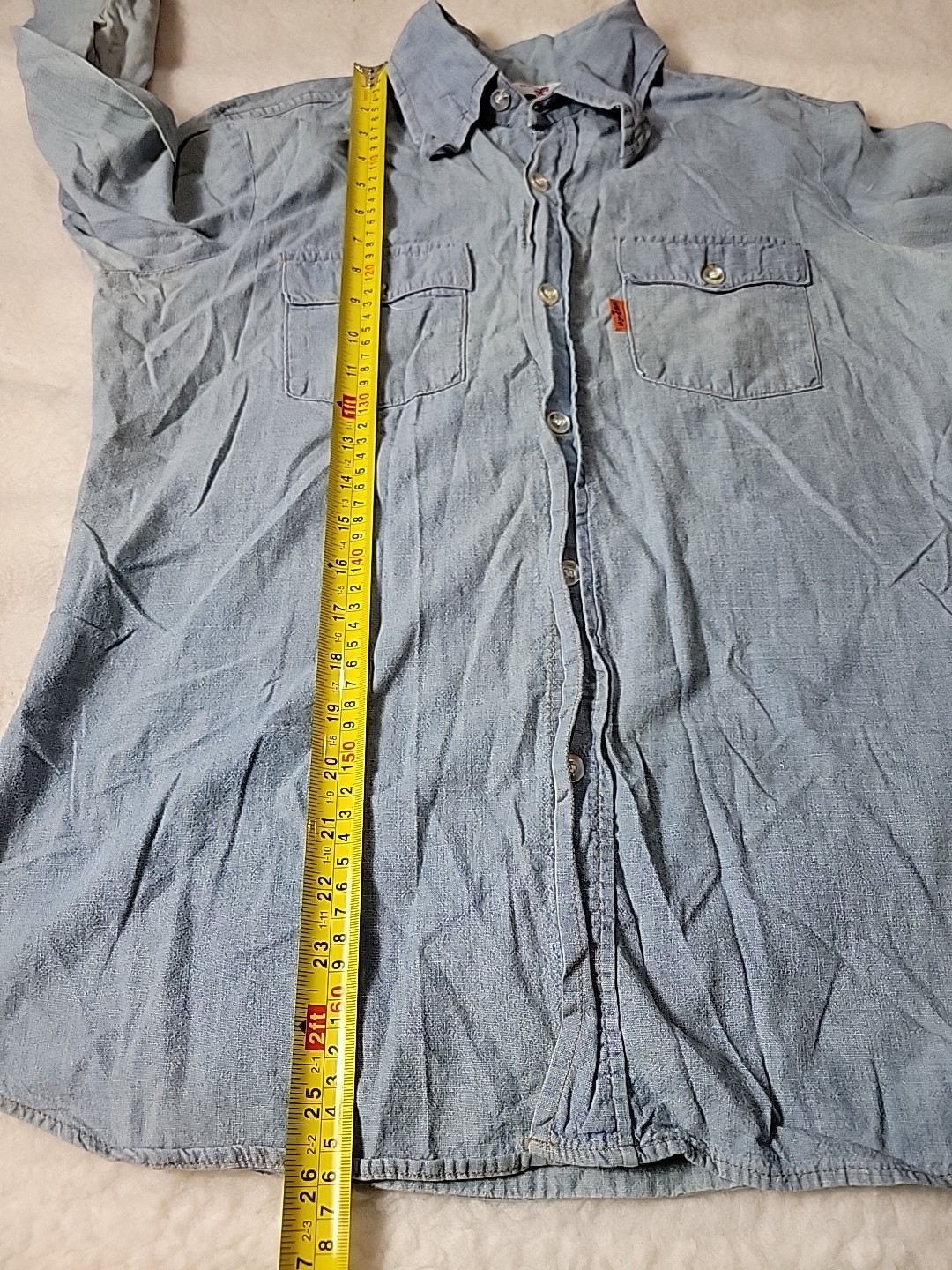 Vintage Levis Chambray Orange Tab USA Tag Blue Women 13/14