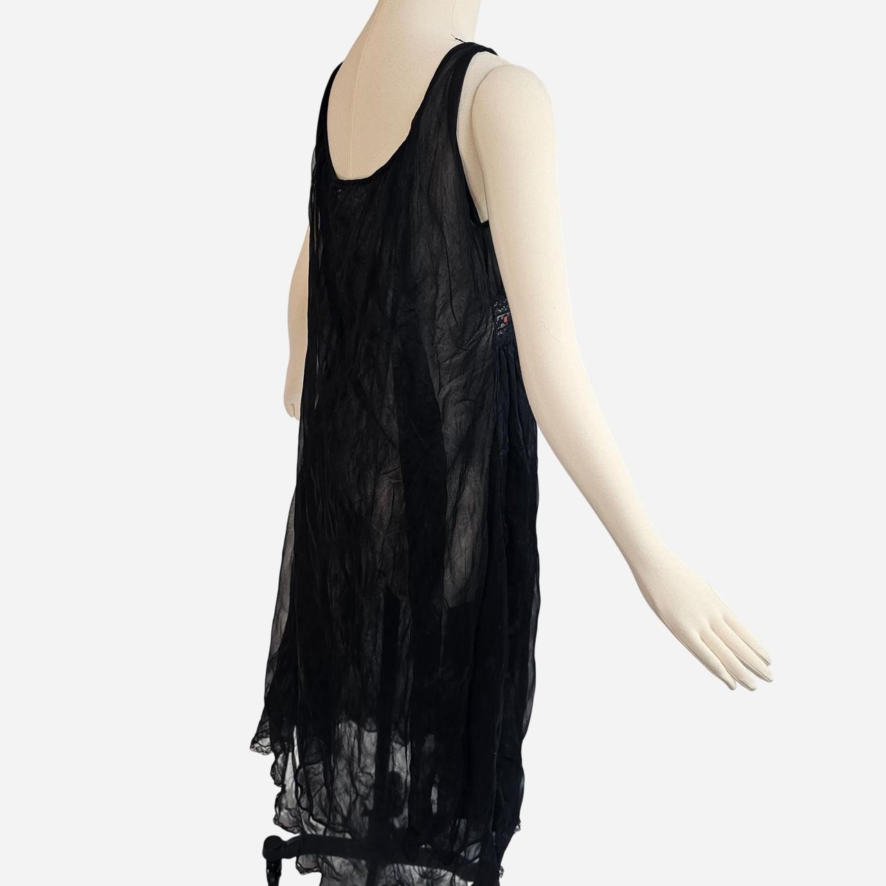 Vintage 1960s Black Lingerie Nightgown Slip Dress Red Lace Chiffon 60s Avian