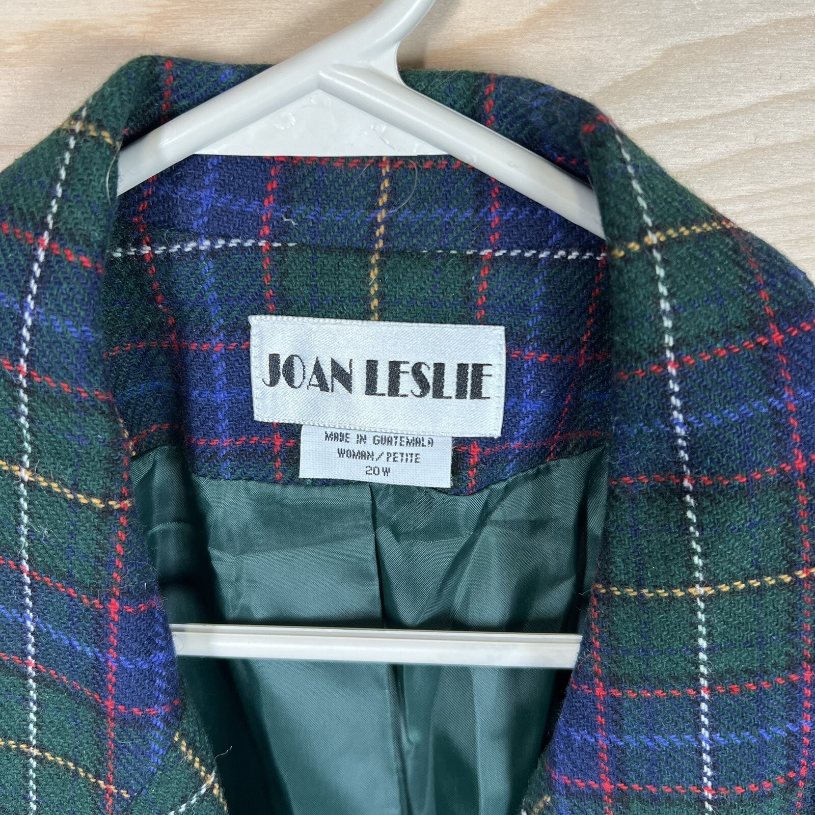 VTG Joan LESLIE Plaid Jacket Blazer Womens 20W & Skirt Set 24w