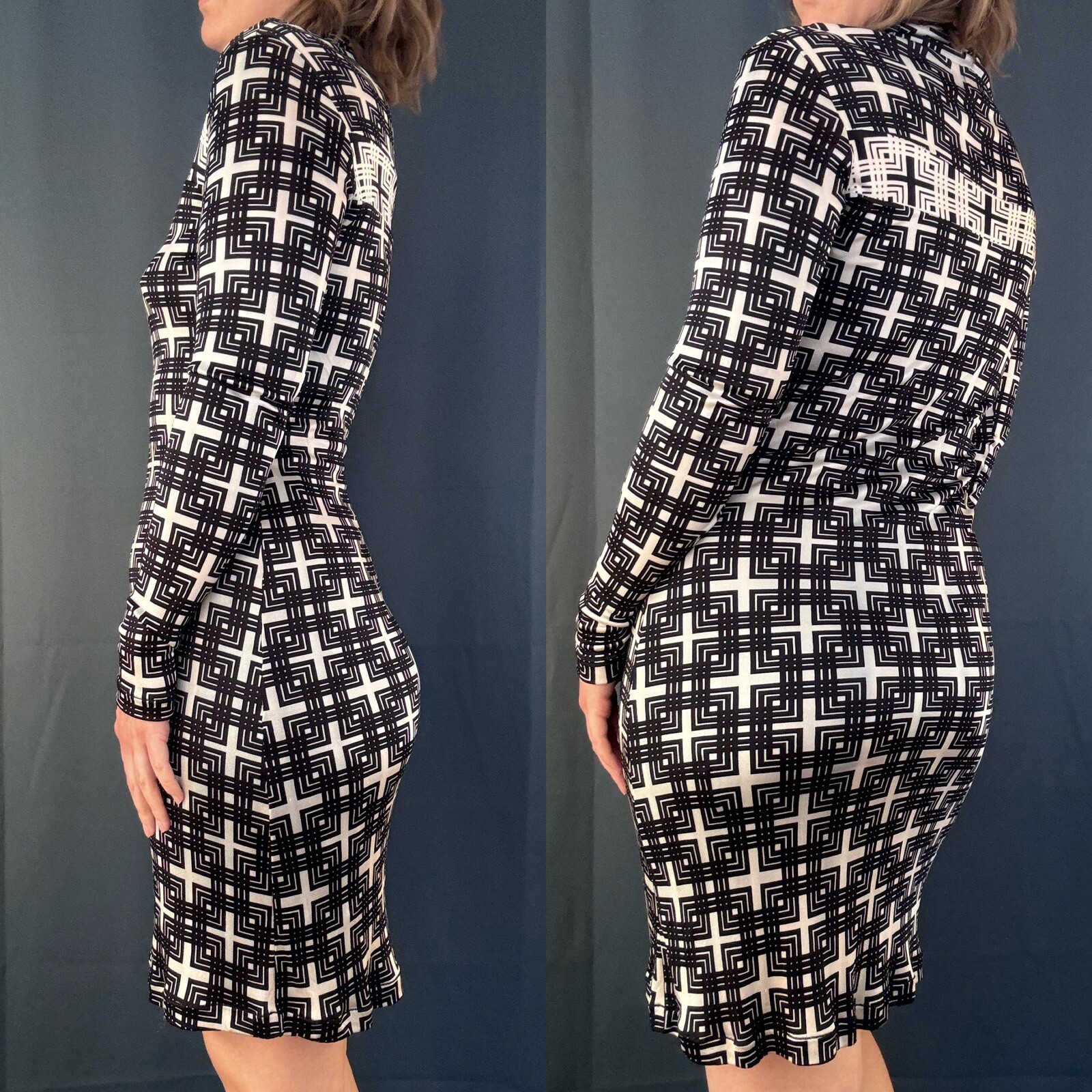 Vintage 90s Custo Barcelona Double Mesh Turtleneck Dress