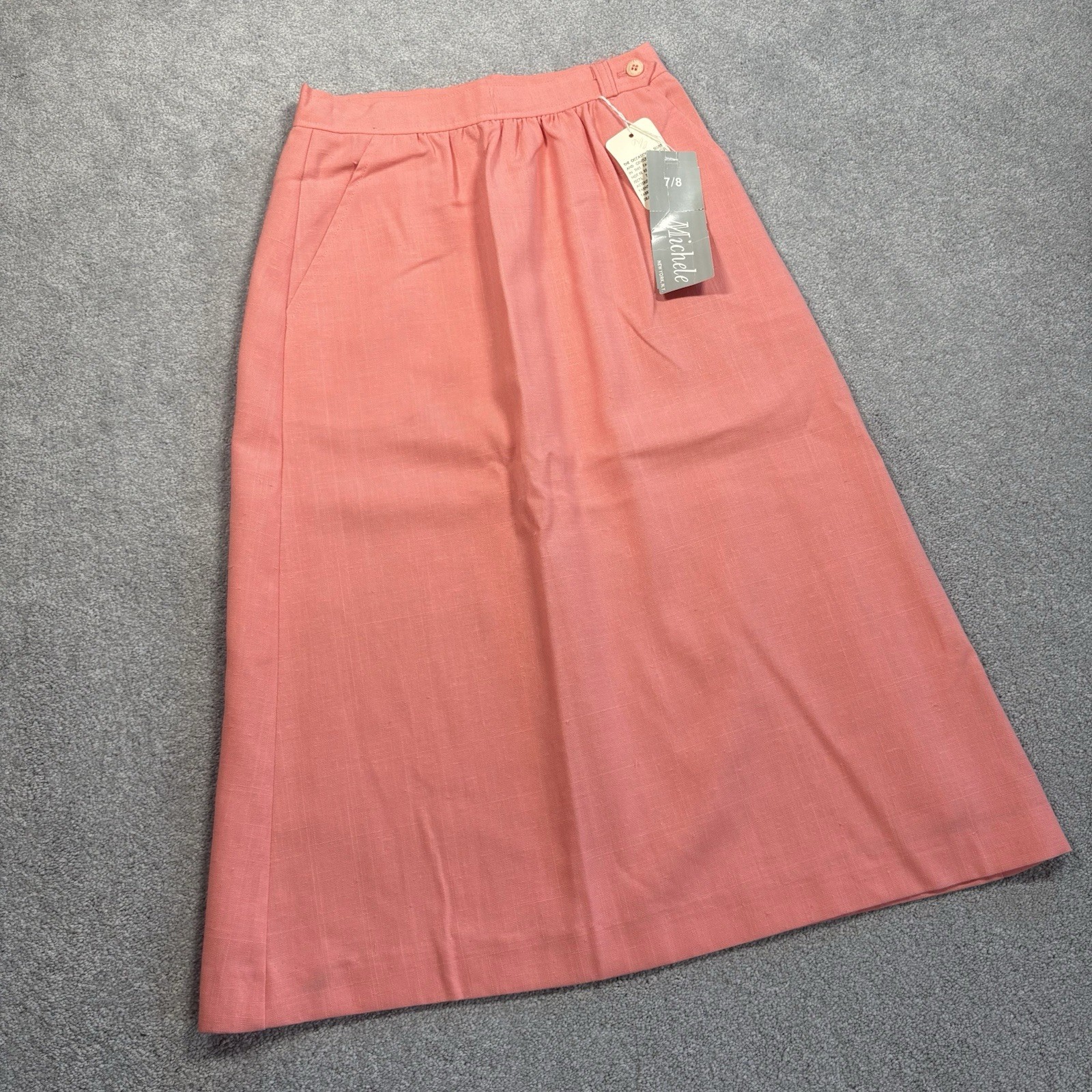 70s Michele NY Coral Pink Skirt Size 7/8 Union Made NOS Deadstock USA Vintage
