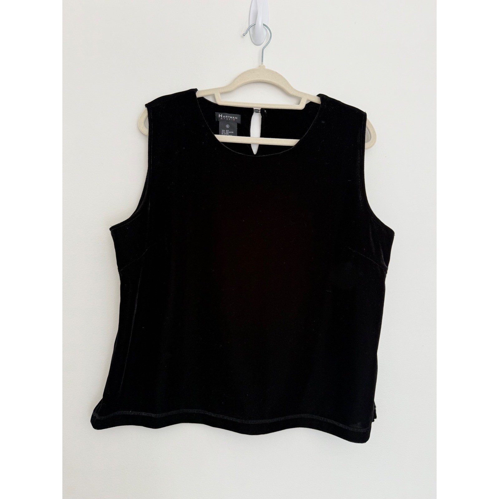 Vintage Y2K Hartman Studio Tank Top XL Silk Velvet Layering Quiet Luxury Goth