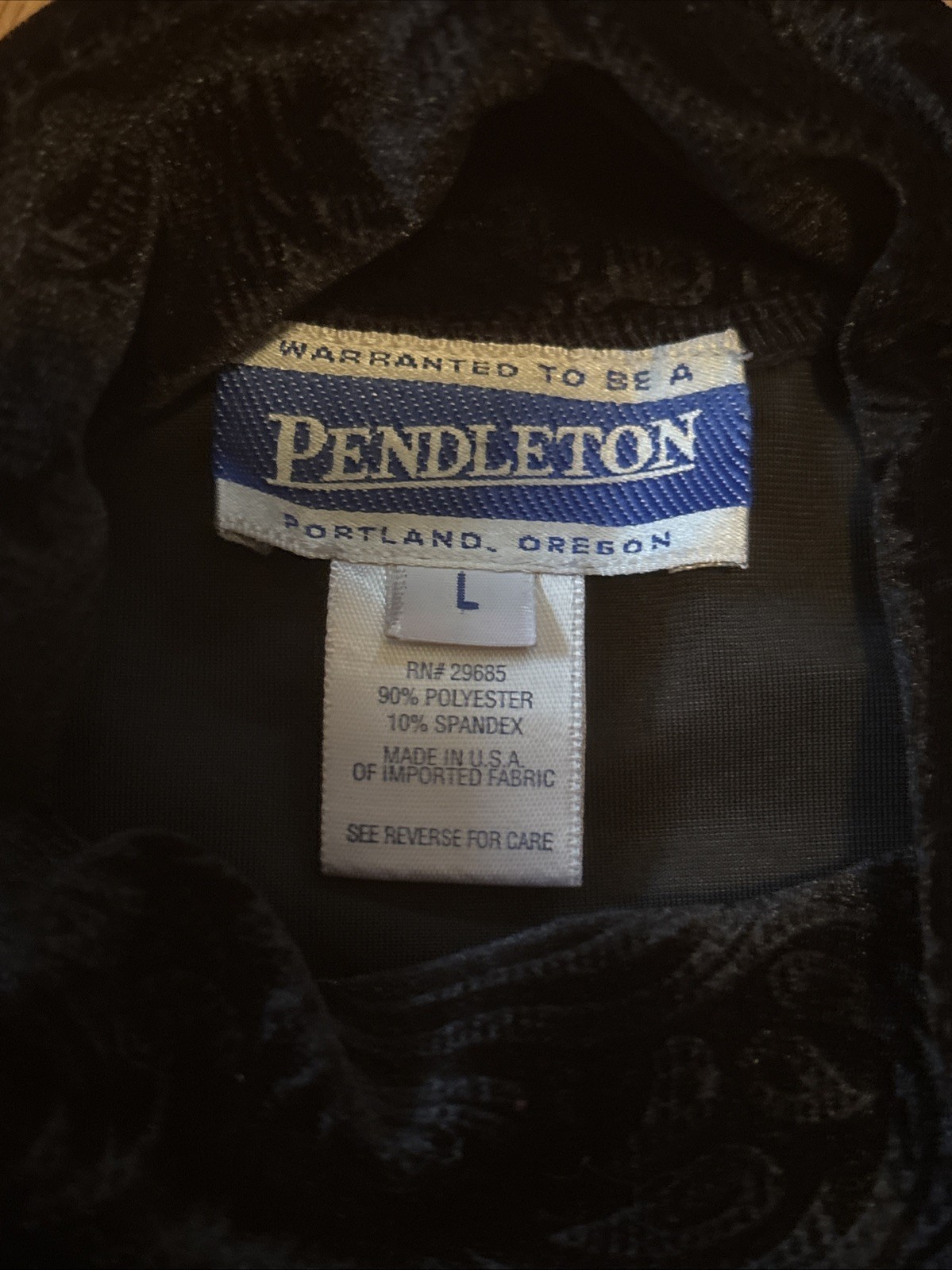 Vintage 1990s Pendleton black velvet pullover mock turtleneck large