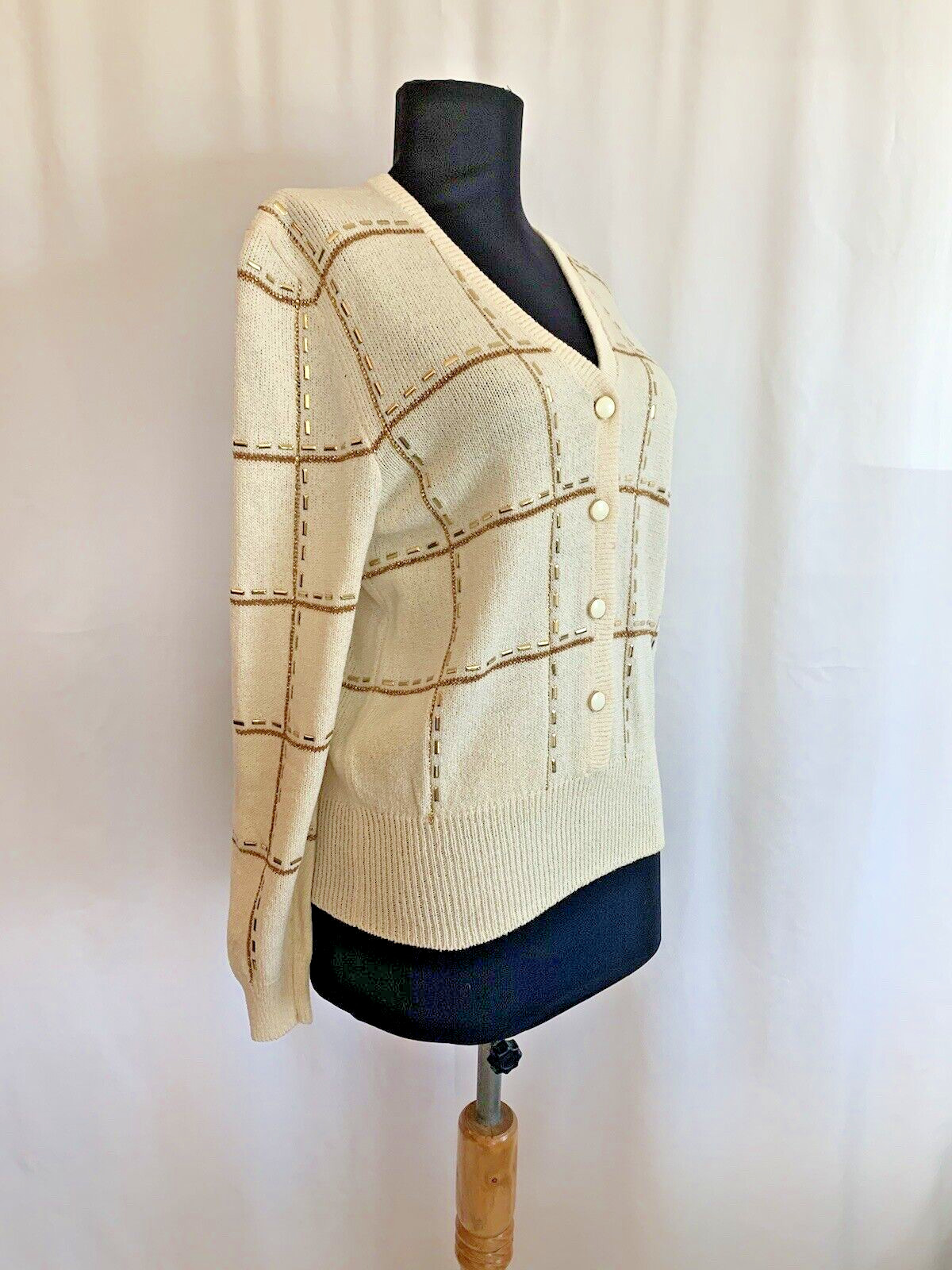 Vintage 1980s Jennifer Roberts Cream Santana Knit Sweater – size 6 Small
