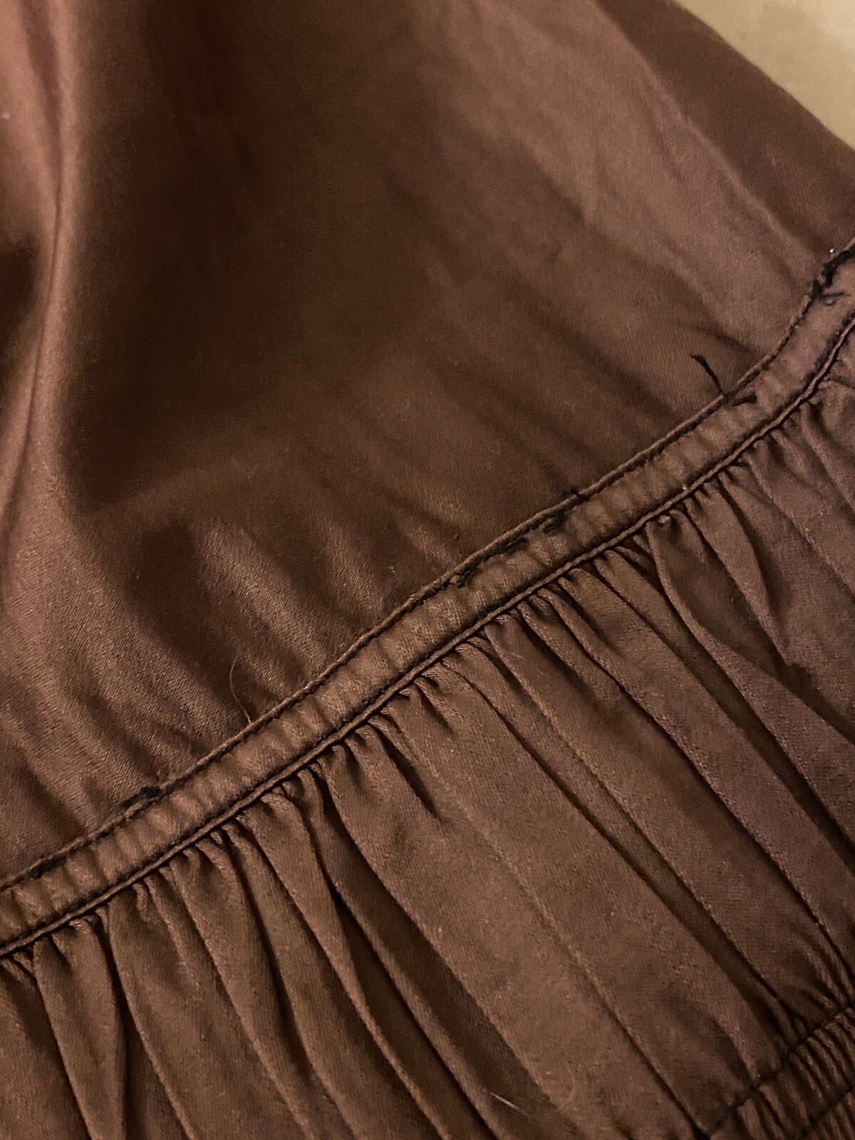Antique Victorian Edwardian Petticoat Skirt Slip Brown Vintage 1890s-1900s