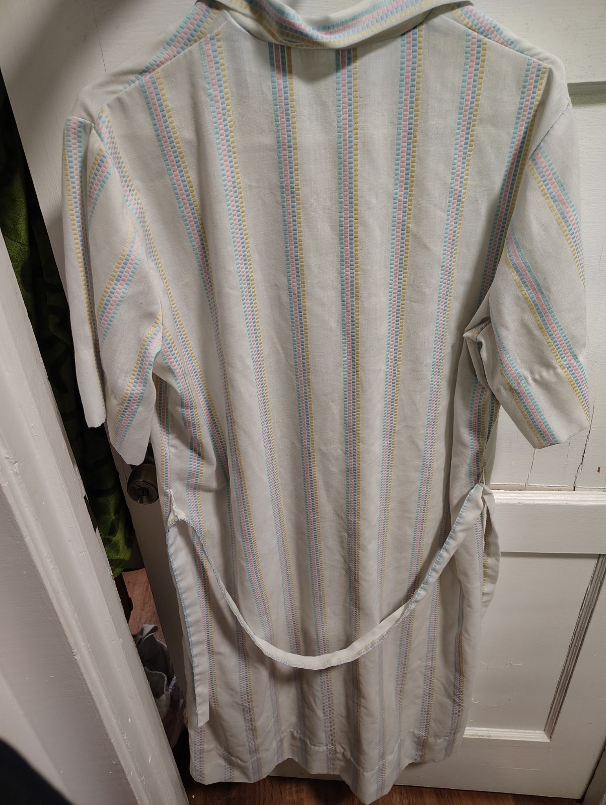 Vintage 1970s A Nancy Frock Pastel Striped House Dress Lounger Plus Size 20