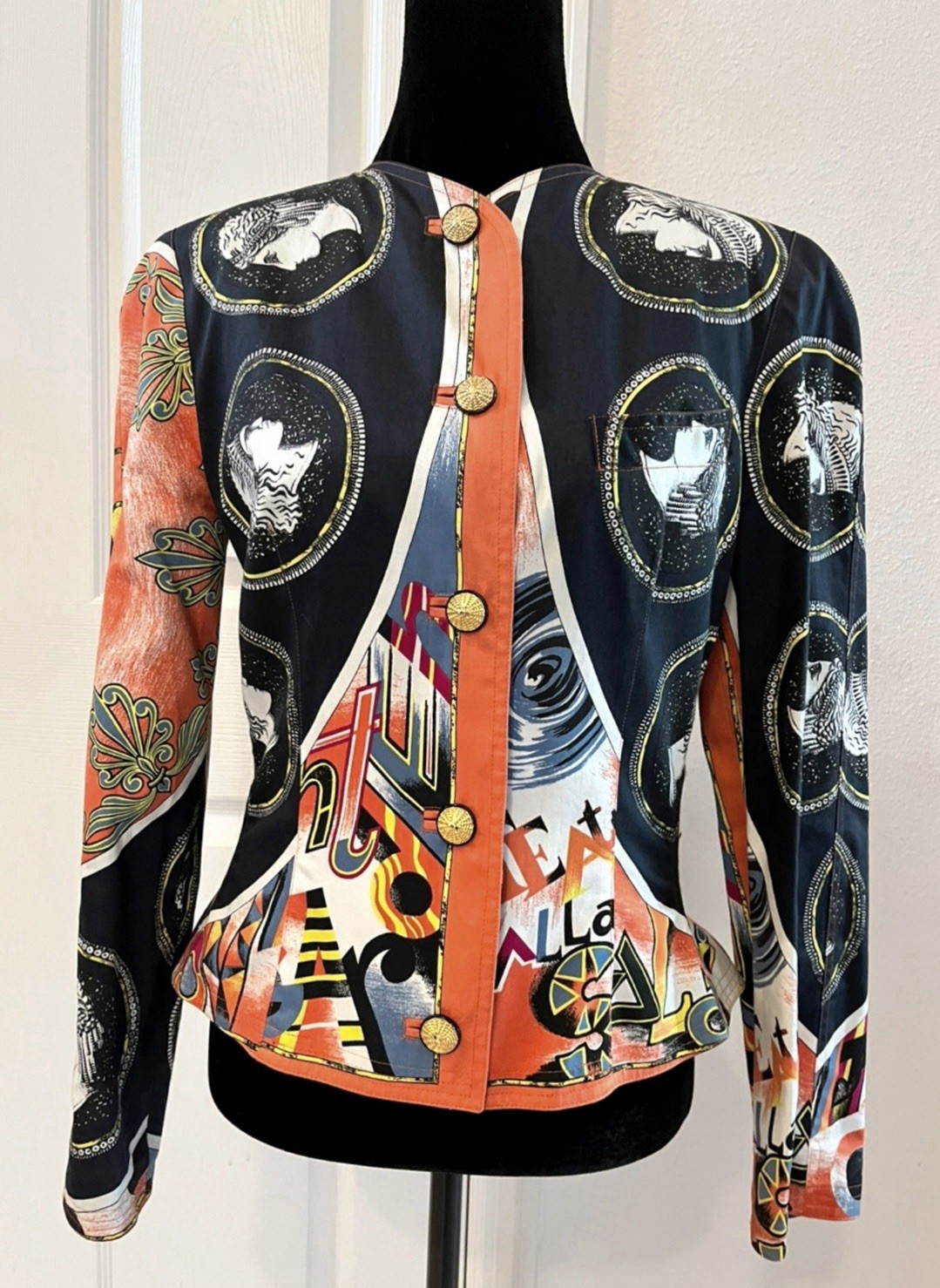 Vintage GIANNI VERSACE Multicolor 100% Cotton Jacket, Made In Italy, Signed