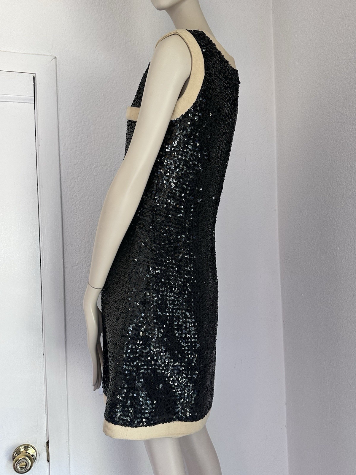 Vintage 1960s JEAN PATOU (KARL LAGERFELD?) SPARKLING SEQUINS WOOL SHIFT DRESS