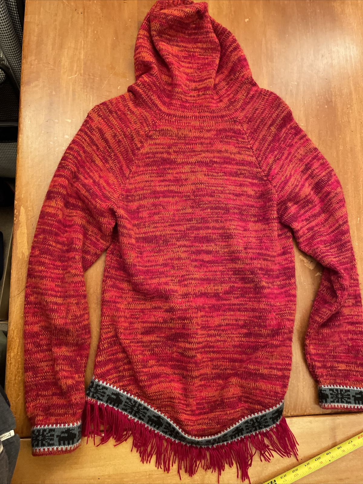 VTG SIGNATURE IMPORTS Bolivia Alpaca Wool Hooded Festival BOHO Sweater Womens L