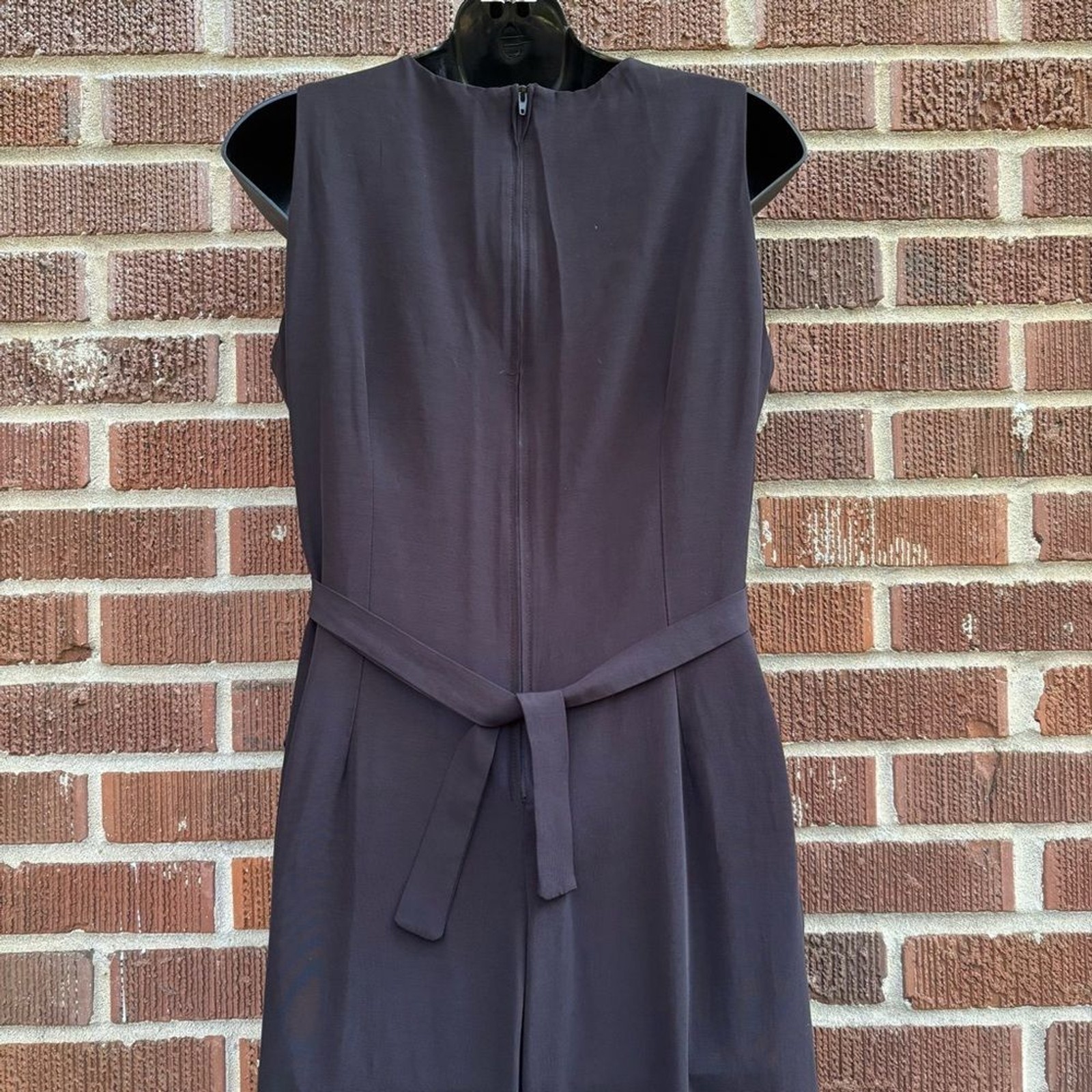 Vintage Nu Oz Bodycon Back zipper Faux Vest Back tie Black Jumpsuit USA Sz 9-10