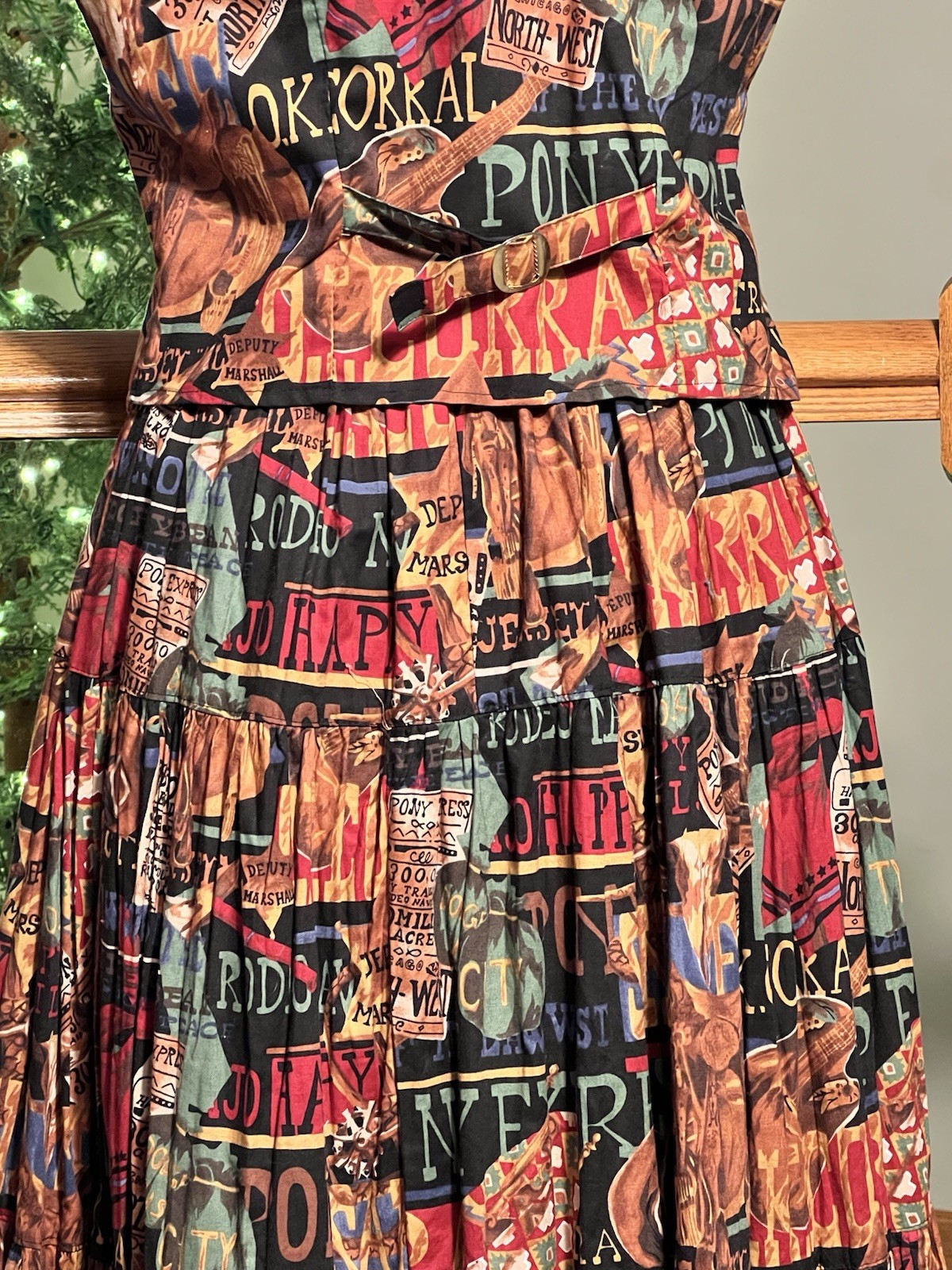 RARE Vtg Out to Pasture Cowgirl Outfit Western Rodeo Prairie Skirt Vest Set MED