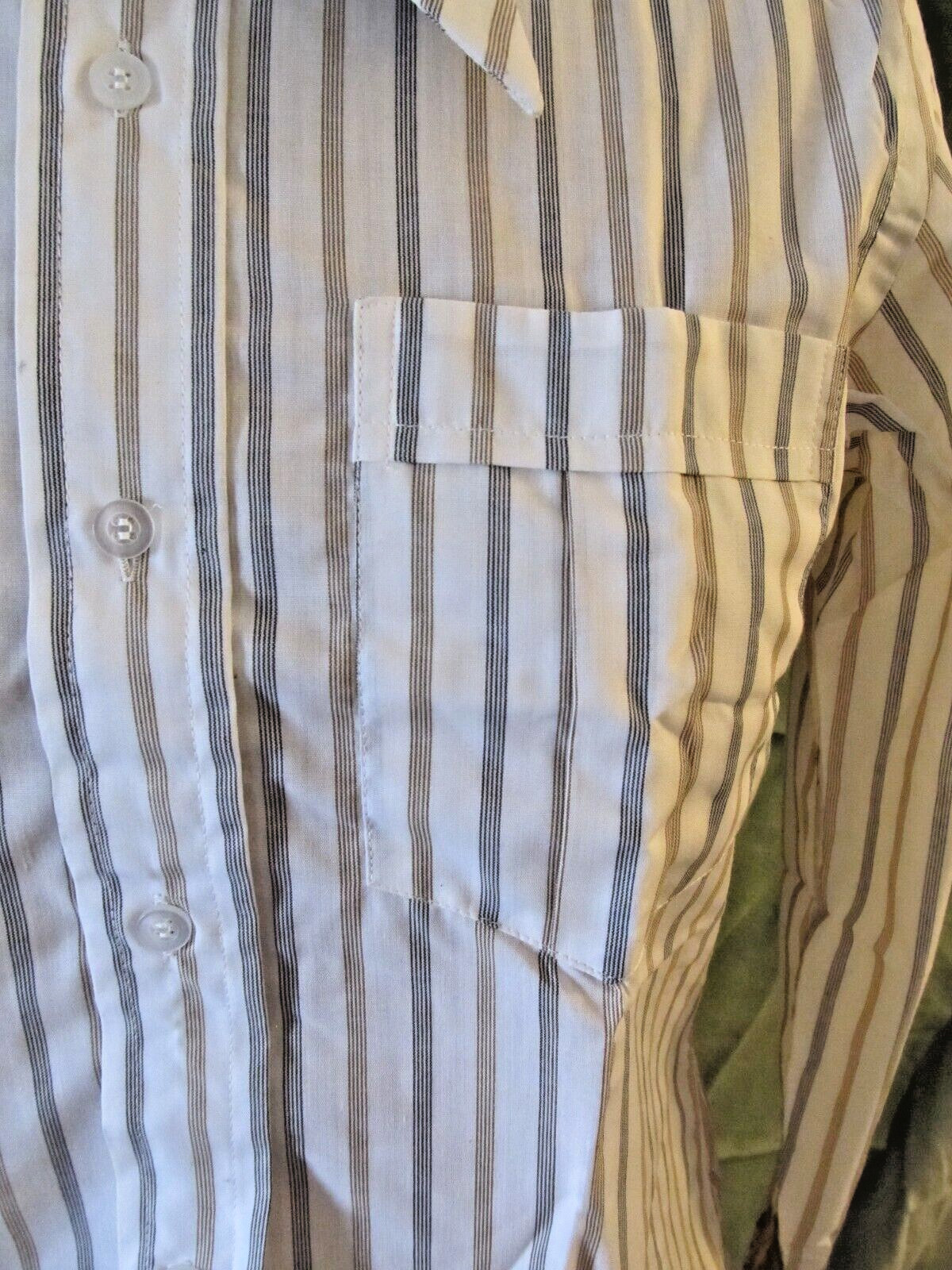 Vintage 60’s large V collar button up brown & black stripe top from Hong Kong