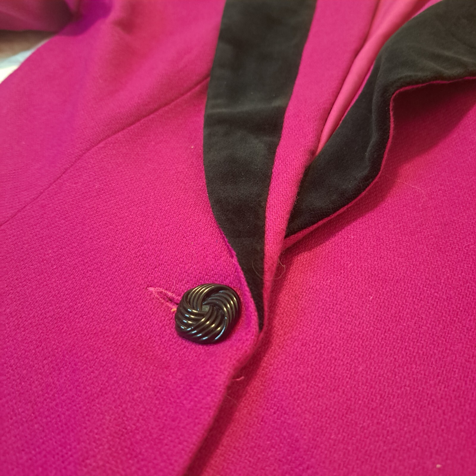 VTG Lucia Petites Hot Pink 90s Magenta Blazer Business Barbiecore Wool Sz 8 USA