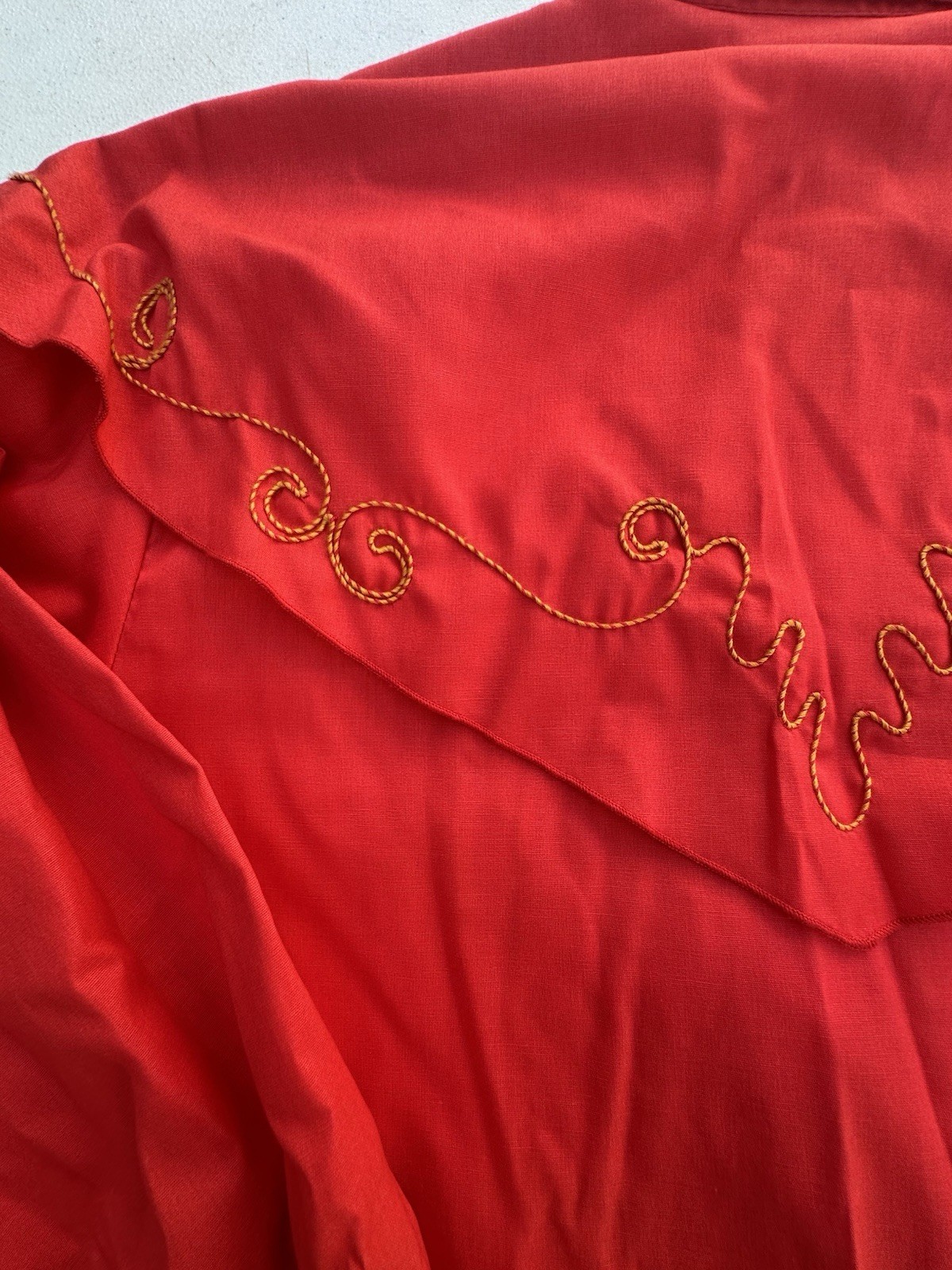 Vintage Red Satin Western Collection Shirt Gold Rope Trim Womens Size 10 NWT