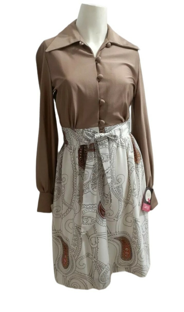 MCM House Dress Womens 6 Justin McCarty Ascot Paisley Dagger Collar Shirt Dress