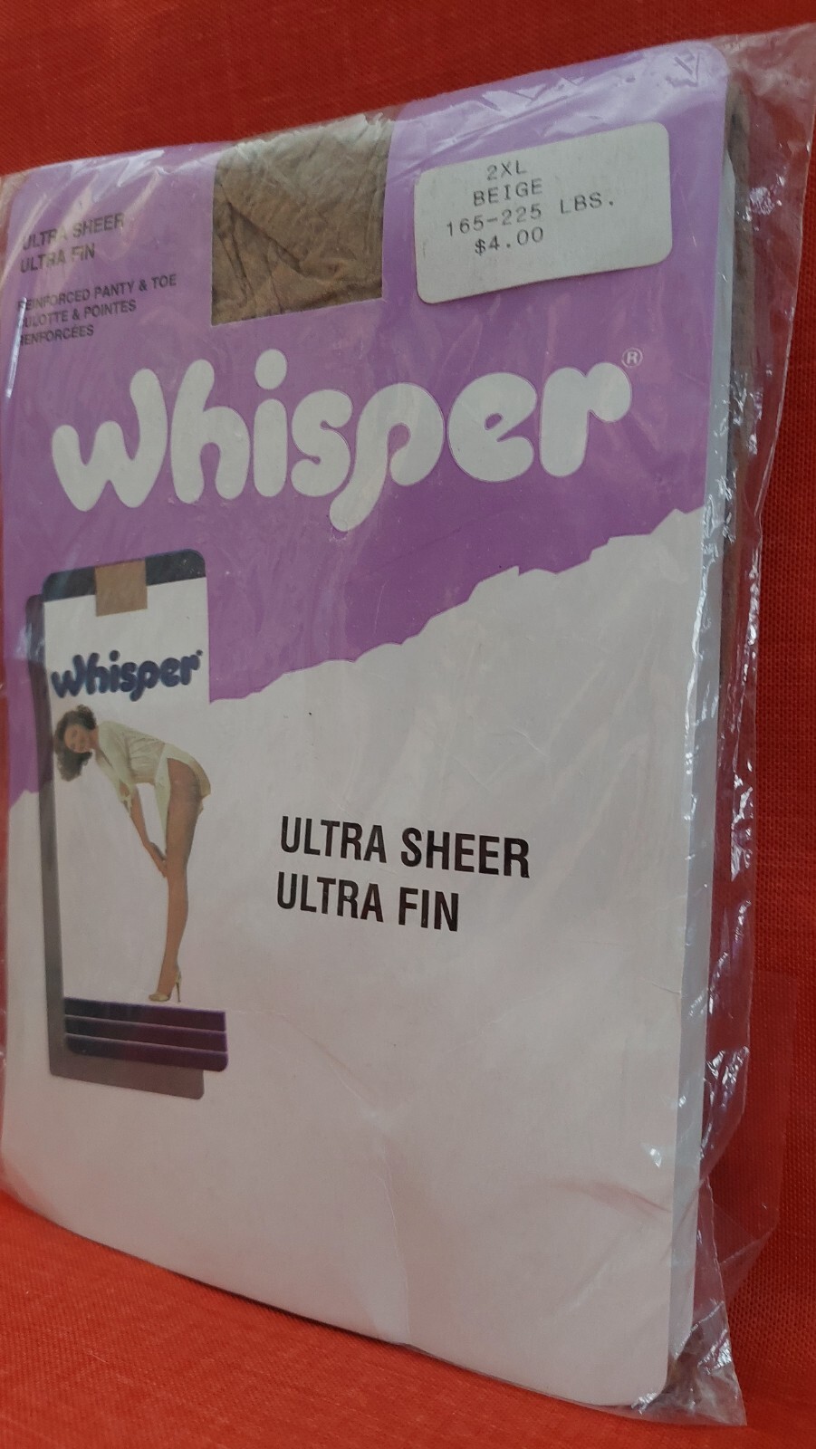 Vintage Pantyhose Whisper Reinforced Panty Color Beige Size 2XL 165-225 BDR5